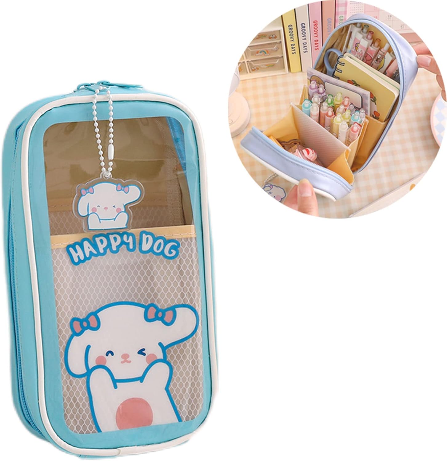 Kawaii Pencil Case Aesthetic Cute Pencil Case for Girls, Bear Pencil