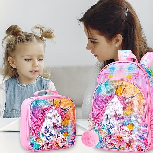 Miniatura 8 de WZLVO Mochila infantil para niñas, preescolar, primaria, jardín de infantes, mochila escolar y lonchera