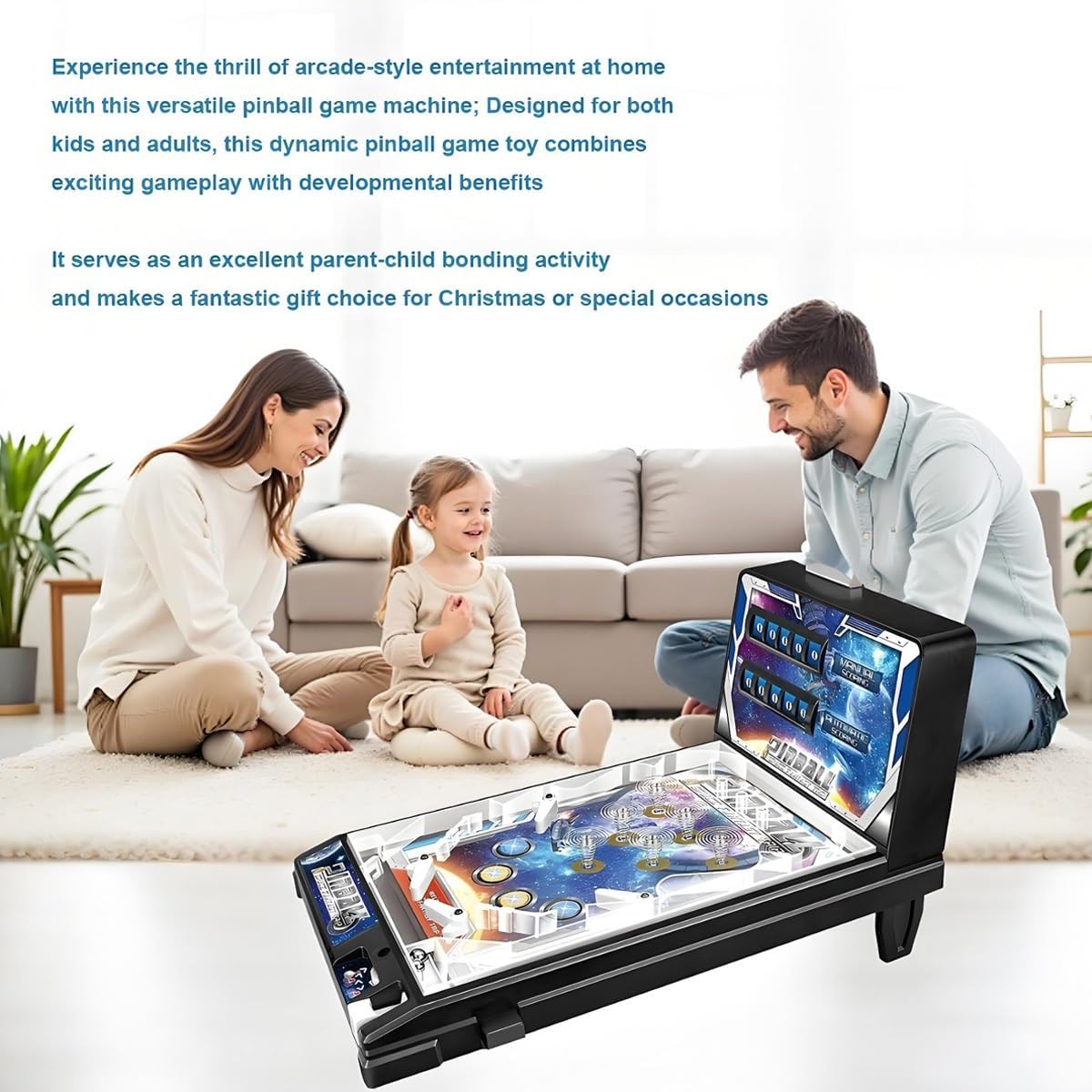 Retro Arcade Electronic, Pinball - Tabletop Game, Pinball Machine, Table Pinballs Game Machine, Desktop Ball Shooting Toy, Vibrating Bumpers LED Lights Sound Effects, Ages 4+
