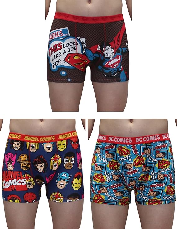 (Pack of 3) Mens SUPERMAN & MARVEL COMICS (IRON MAN) Boxer Shorts XL