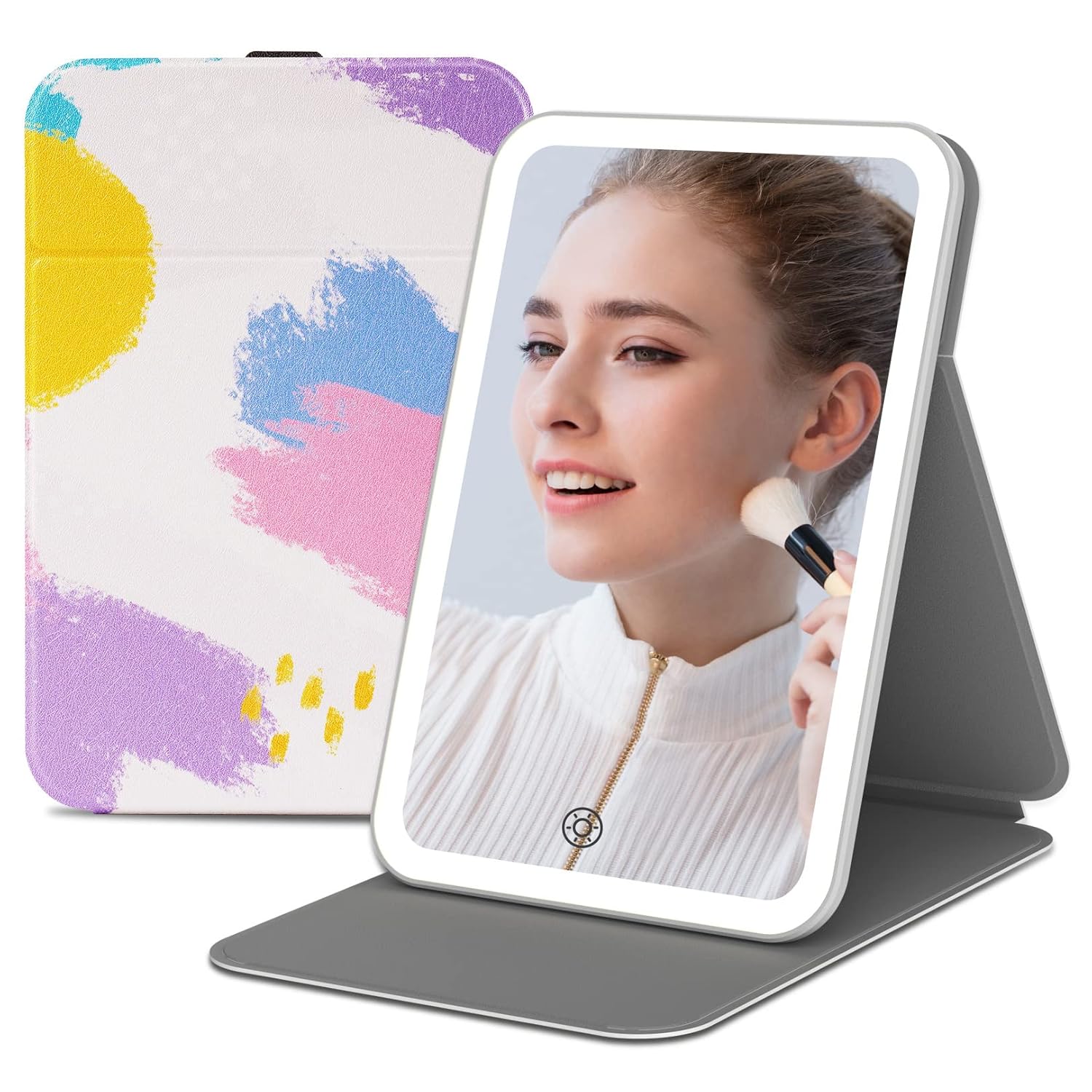 LOVESPEJO Travel Makeup Mirror, 3 Color LED Light