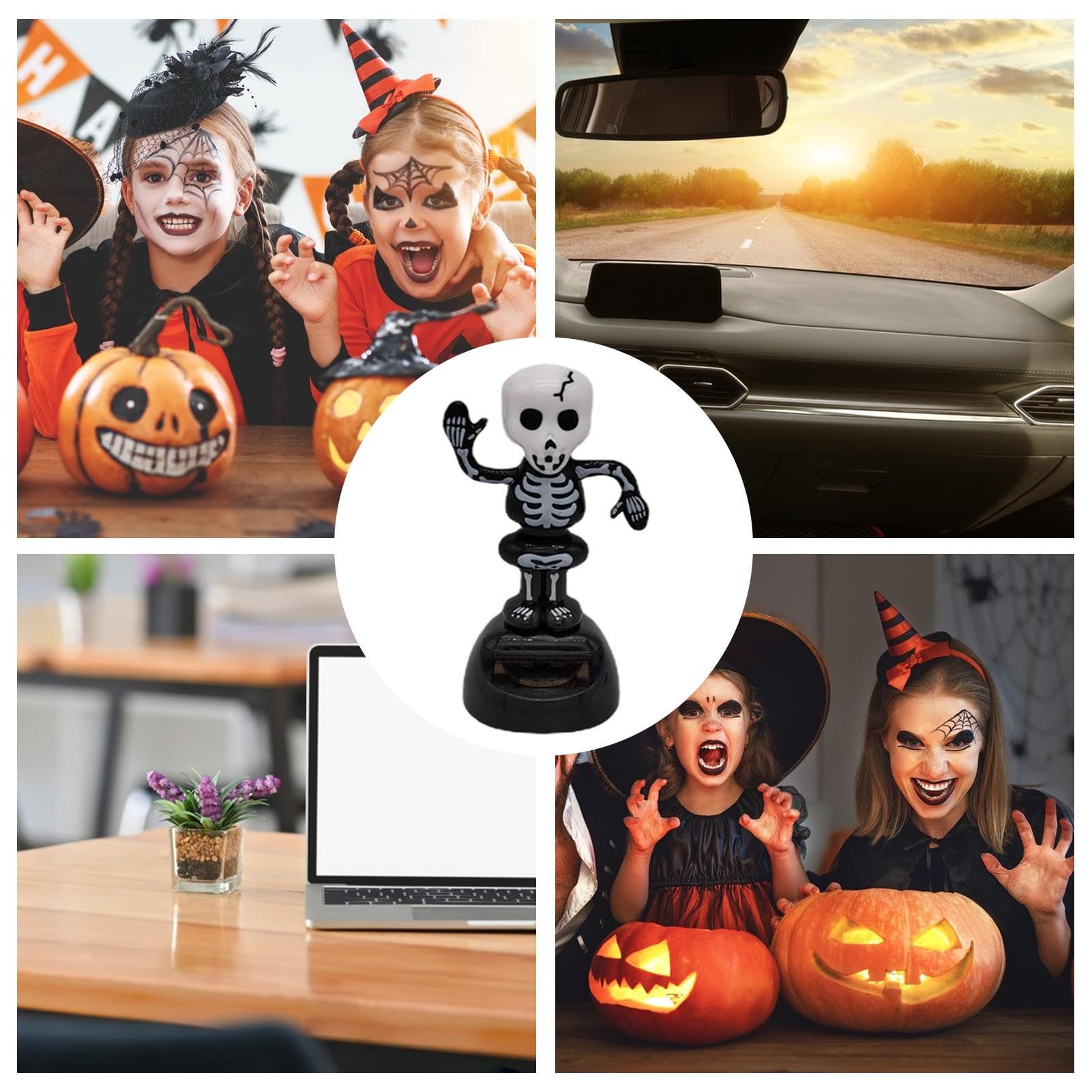Dubbulon Halloween Solar - Halloween Solar Bobble Skeleton Head Shake Dancing Toy Figures, Kid, 1 - Image 3