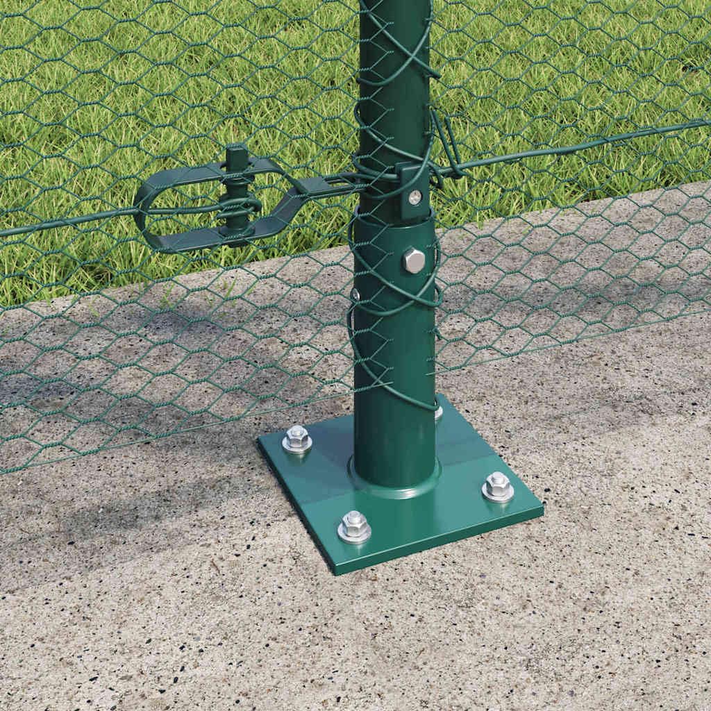 Poteaux de clôture en acier vert 50 x 1,2 m avec grille de 13 mm, kit pour jardin et terrasse, poteaux rectangulaires robustes pour l'extérieur sûr