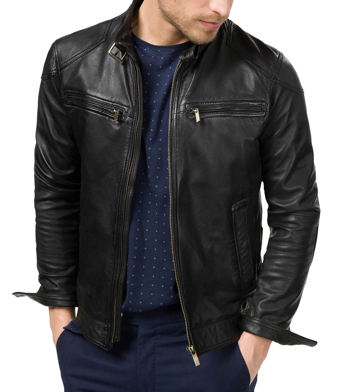 A1 SKIN FASHION Pure Genuine Leather Black Jacket for Men’s (Size : XS to 2XL,Color : Black) (A1_21) A1 SKIN FASHION Pure Genuine Leather Black Jacket for Men’s (Size : XS to 2XL,Color : Black) (A1_21)