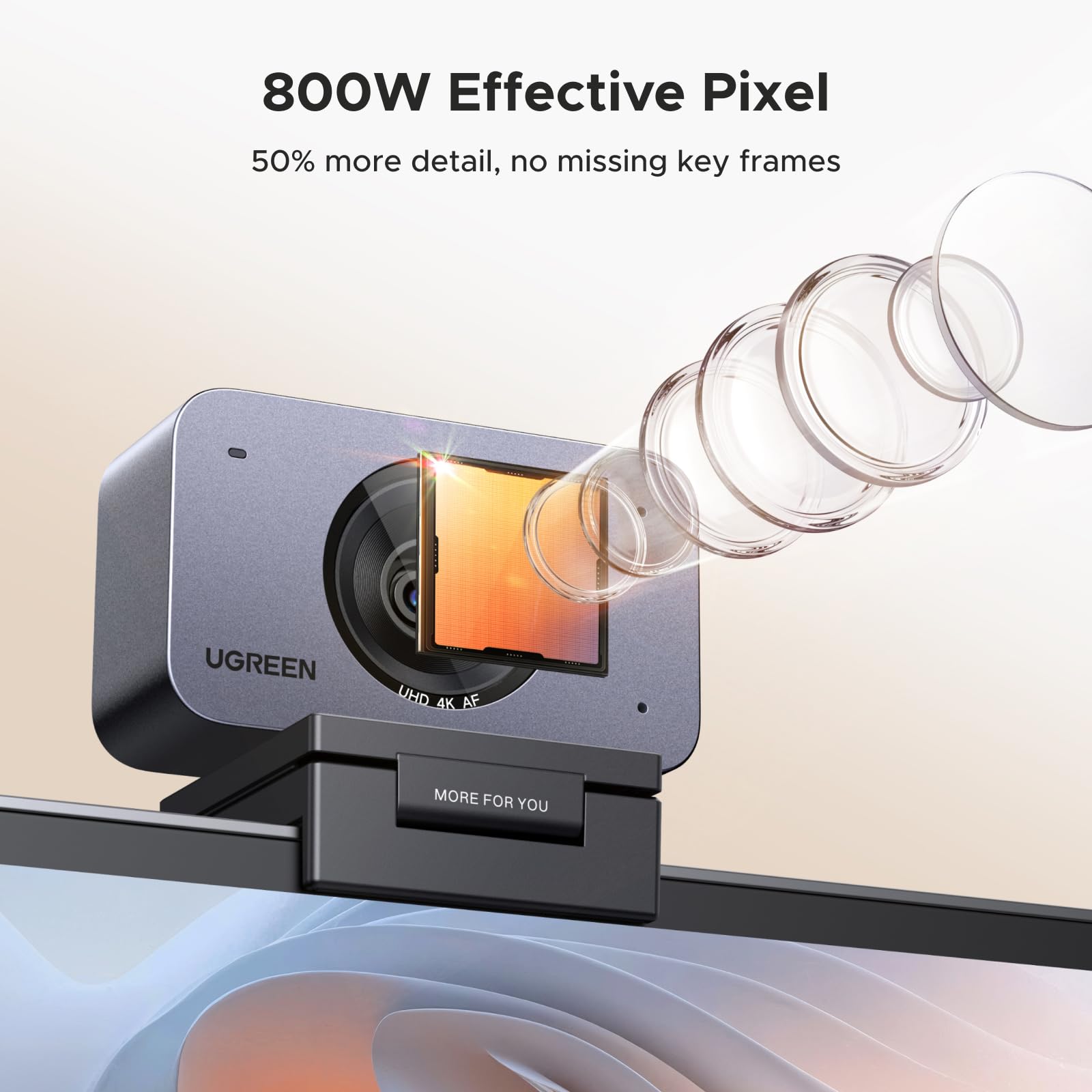 UGREEN FineCam 4K, Autofokus, Podwójny Mikrofon, Face AE | UHD Kamera 4K 30FPS, 70°FOV, Face AE, Redukcja Szumów, Tryb Portretowy, Statyw, USB-C, PC/Laptop/Windows/Mac