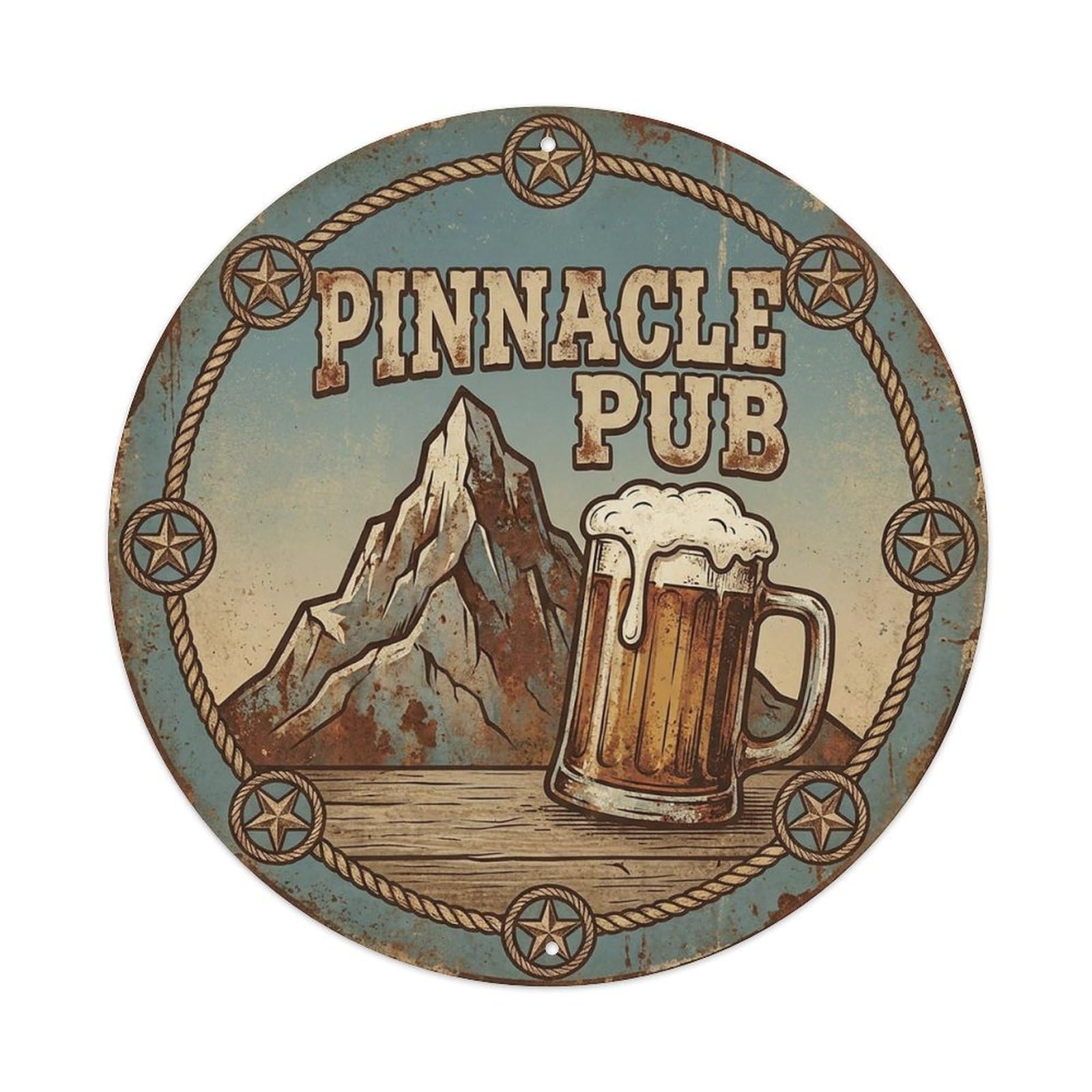 Vintage Beer Western Cowboy Pinnacle Pub Retro Bar for Pub Vintage Metal Tin Sign Plaque Wall Decor for Cafe, Club Bar, Office, Garden Metal Poster 8x8Inch