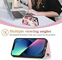 Vista 222 de UEEBAI Funda tipo cartera para iPhone 15 Pro Max con tarjetero, cubierta de cuero PU con soporte, bloqueo RFID, doble cierre magnético, relieve