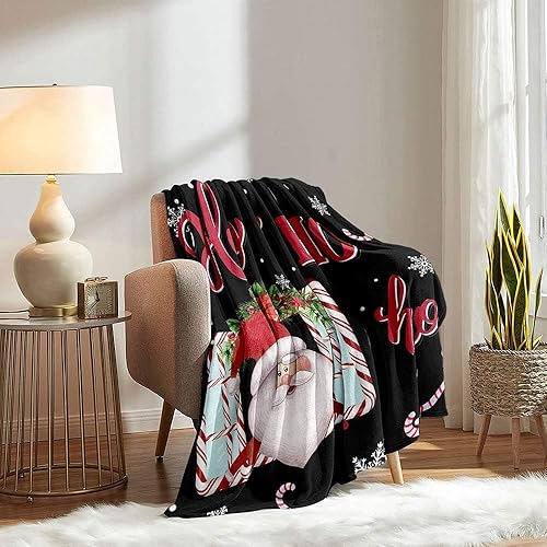 Vista 122 de LUVIVIHOME Manta de Feliz Navidad, bolas de Navidad azules doradas, manta de invierno con copos de nieve, manta individual, acogedora manta cálida