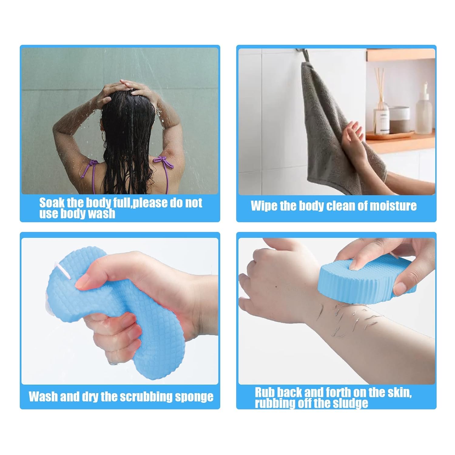 OMAZING KITCHEN Exfoliating Sponge,Super Soft Body Sponge Bath Flowers Shower Dead Skin Removal Bathing Sponge Bath Sponges for Adults and Kids 4Pcs 1