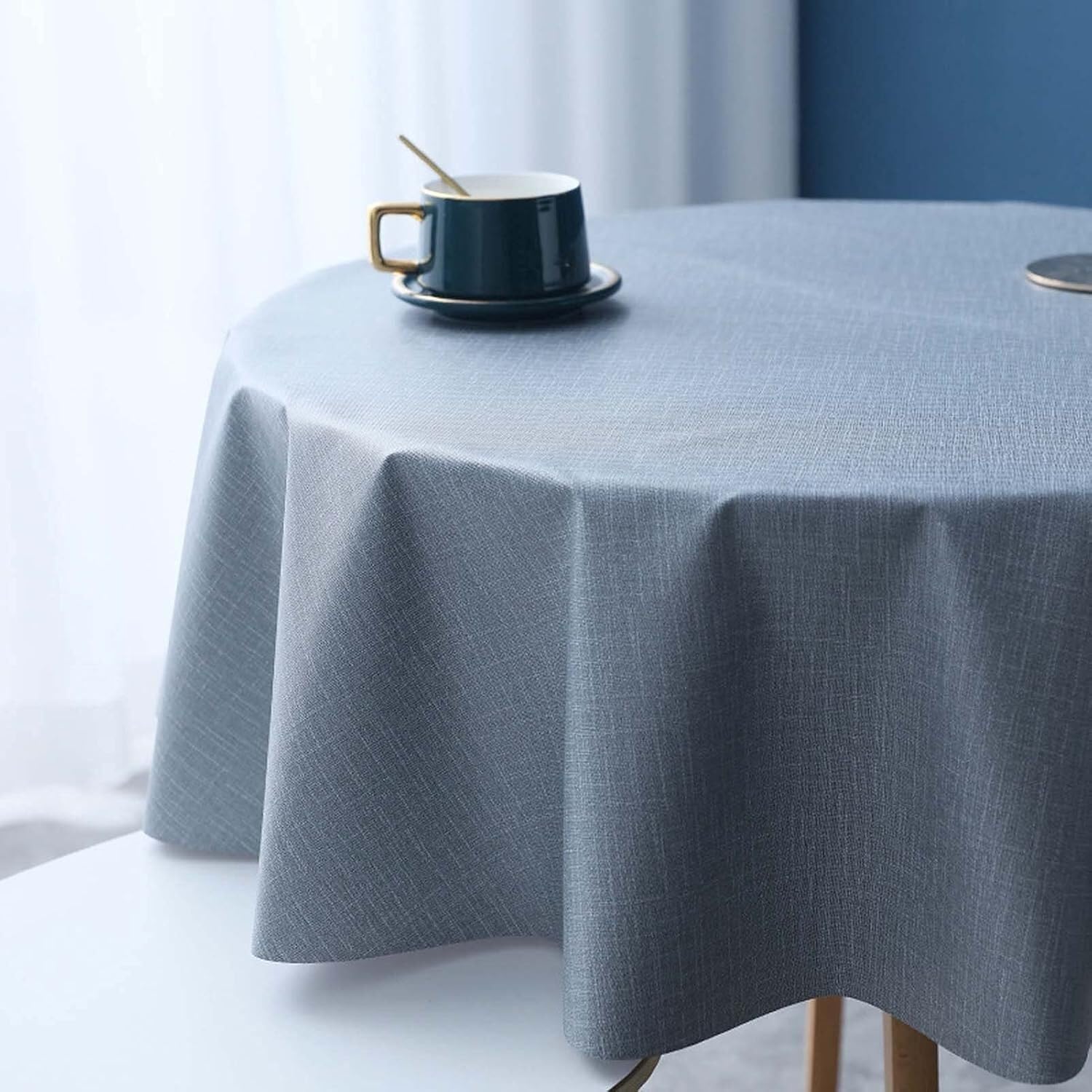 Nappe ronde en vinyle lavable et imperméable protège table cuisine