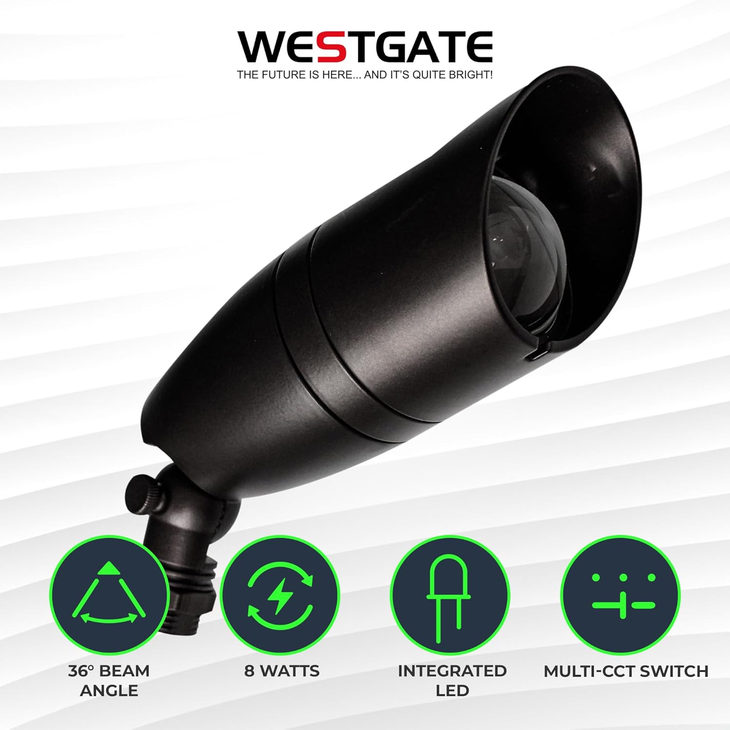 Outdoor Landscape Spotlights – 3000K/4000K/5000K Color Changing Options in Aluminum Housing – 120V Integrated LED Outdoor Spot Light with Shroud for Yard, Lawn, Garden Walkway and Pathway (8W, Black)