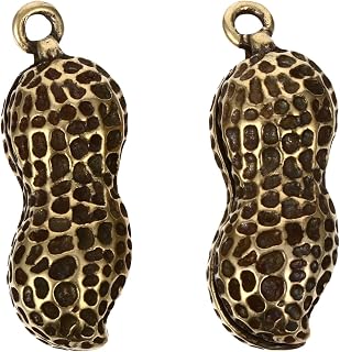 VOSAREA Peanut Pendant Keychain - Retro Brass Key Clip for Car Keys Cute Peanut Charm for Bracelets and Luggage Accessories