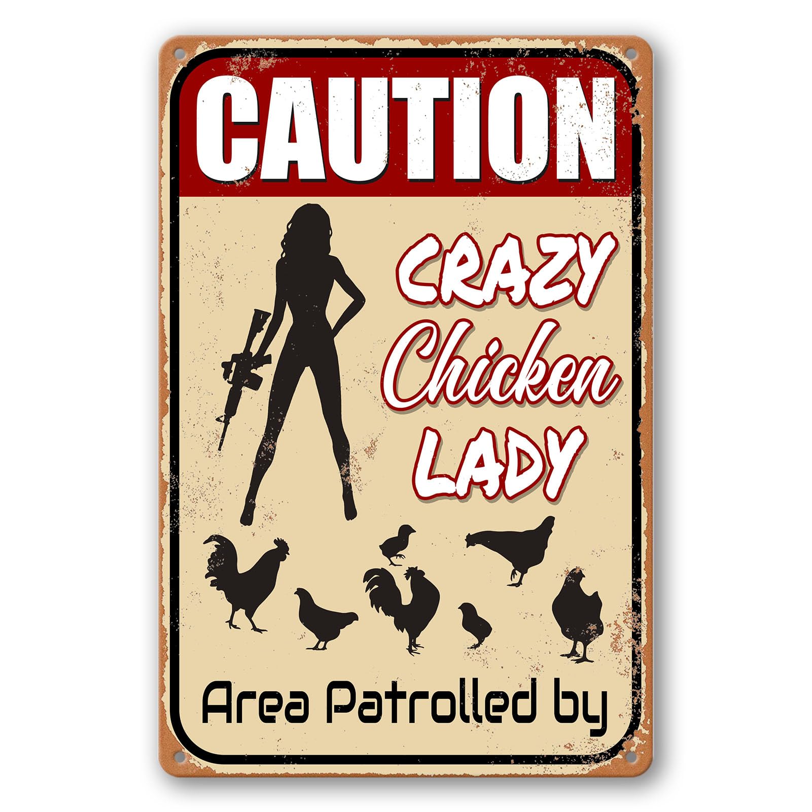 SMAZDFXX Chicken Lover Area Patrolled by Chicken Lady Sign - Funny Coop Outdoor Farm Accessories for Chickens Yard Decor 8x12 inch