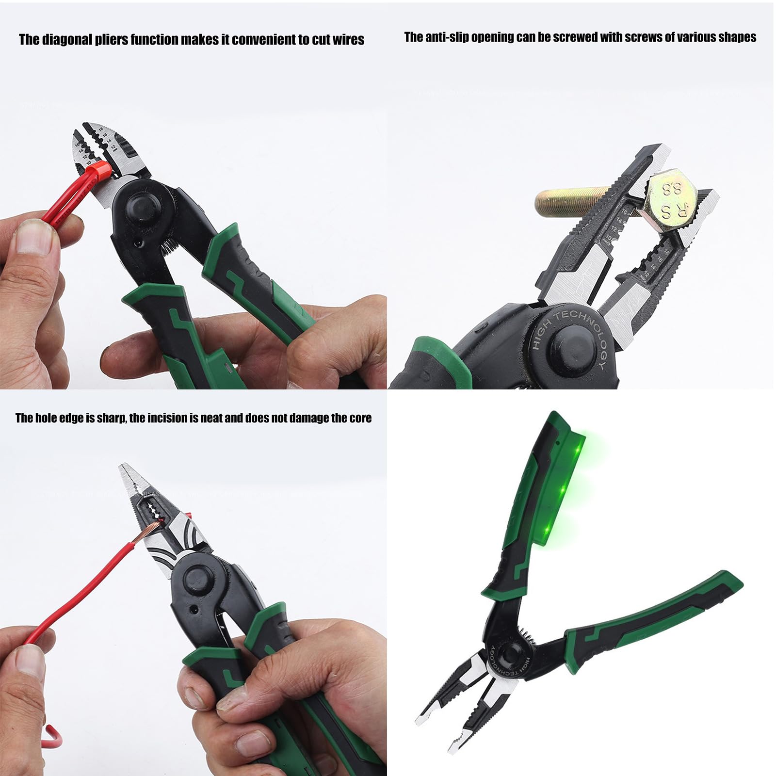 Alicates ergonómicos de cabeza intercambiable para prueba de voltajes, herramienta múltiple de aleación de acero con mango antideslizante para electricistas, alicates ergonómicos de mango