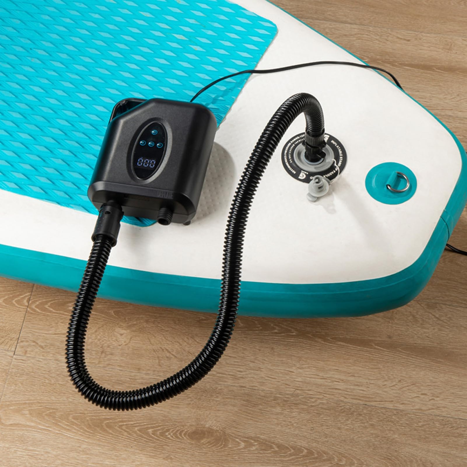 Kavolet SUP Pompa elettrica con maniglia, 20 PSI SUP, pompa ad aria elettrica, 12 V, portatile ad alta pressione con 6 ugelli, gonfiatore e deflatore per gonfiabili Stand Up Paddle Boards Kayak Barche