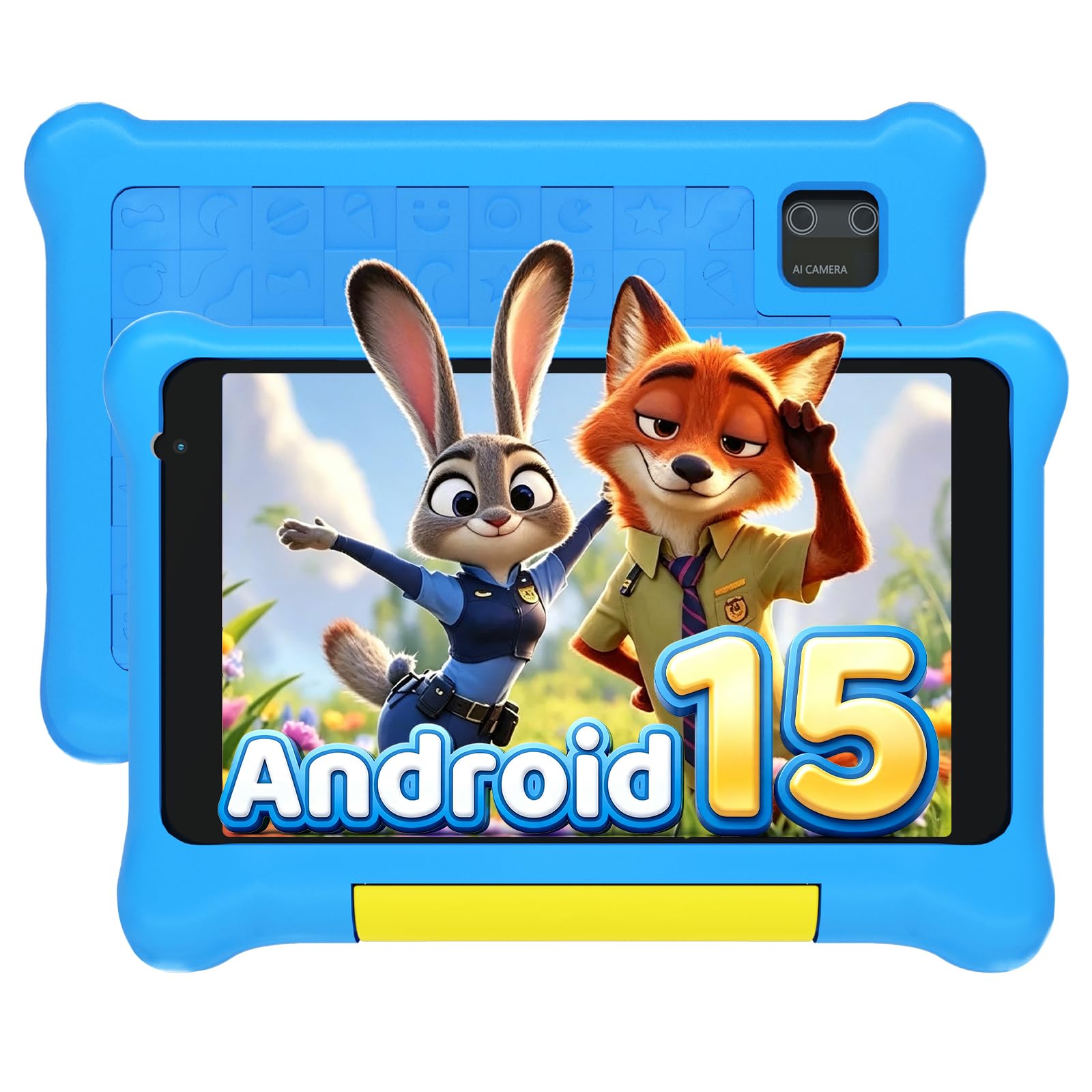 Laptok Kids Tablet 7 Inch, Android 15 Tablet for Kids with 24GB+32GB+1TB Expand, GMS Certified, Fast Charging, Dual Camera, 2800mAh, WiFi 6, BT 5.4, Widevine L1,Tablet with Protective Case, Blue