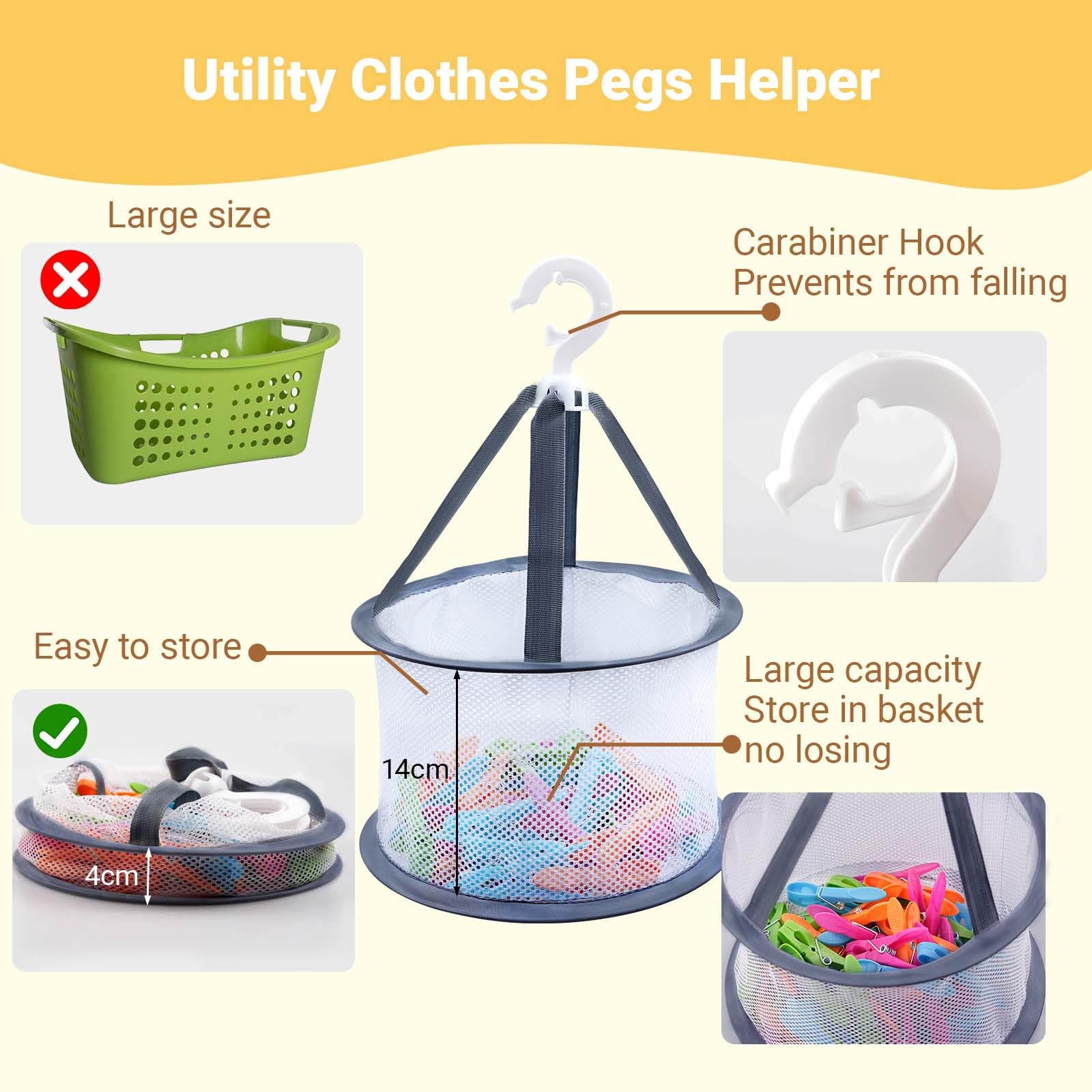 KEYBOO 48 Pack Clothes Pegs for Washing Line with Bag Washing Pegs Plastic Laundry Pegs Extra Strong - Image 4