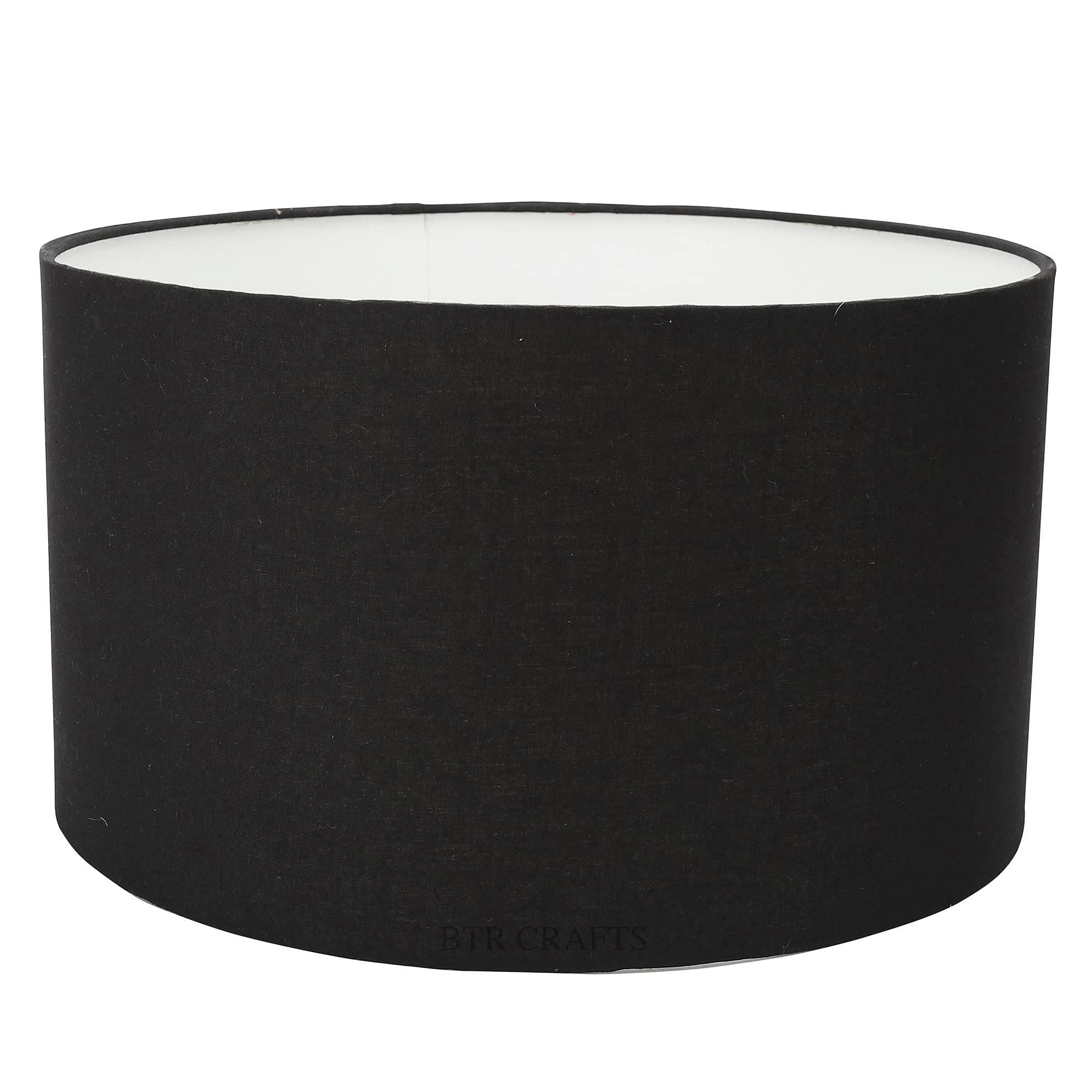 14" inches, Cotton Fabric, Black Drum Lamp Shade, Tripod & Floor Stands, Black (Large)-image-12