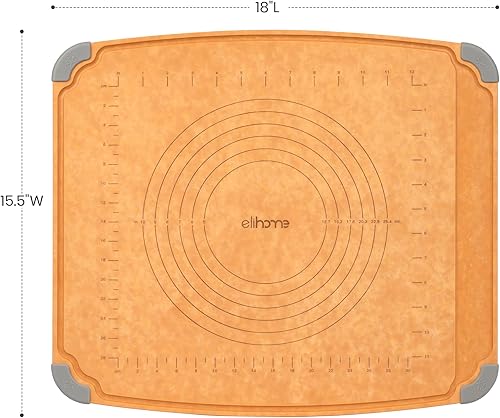 Miniatura 9 de Elihome Tabla de cortar y pastelería esencial para cocina, tabla de cortar de fibra de madera para cocina, apta para cuchillos, apta para
