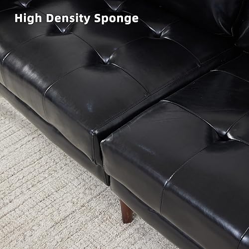 Miniatura 5 de WILLOVE Sofá biplaza de piel sintética de 74 pulgadas, sofá pequeño con cojín de asiento copetudo con botón y 2 almohadas de cojín, sofás modernos