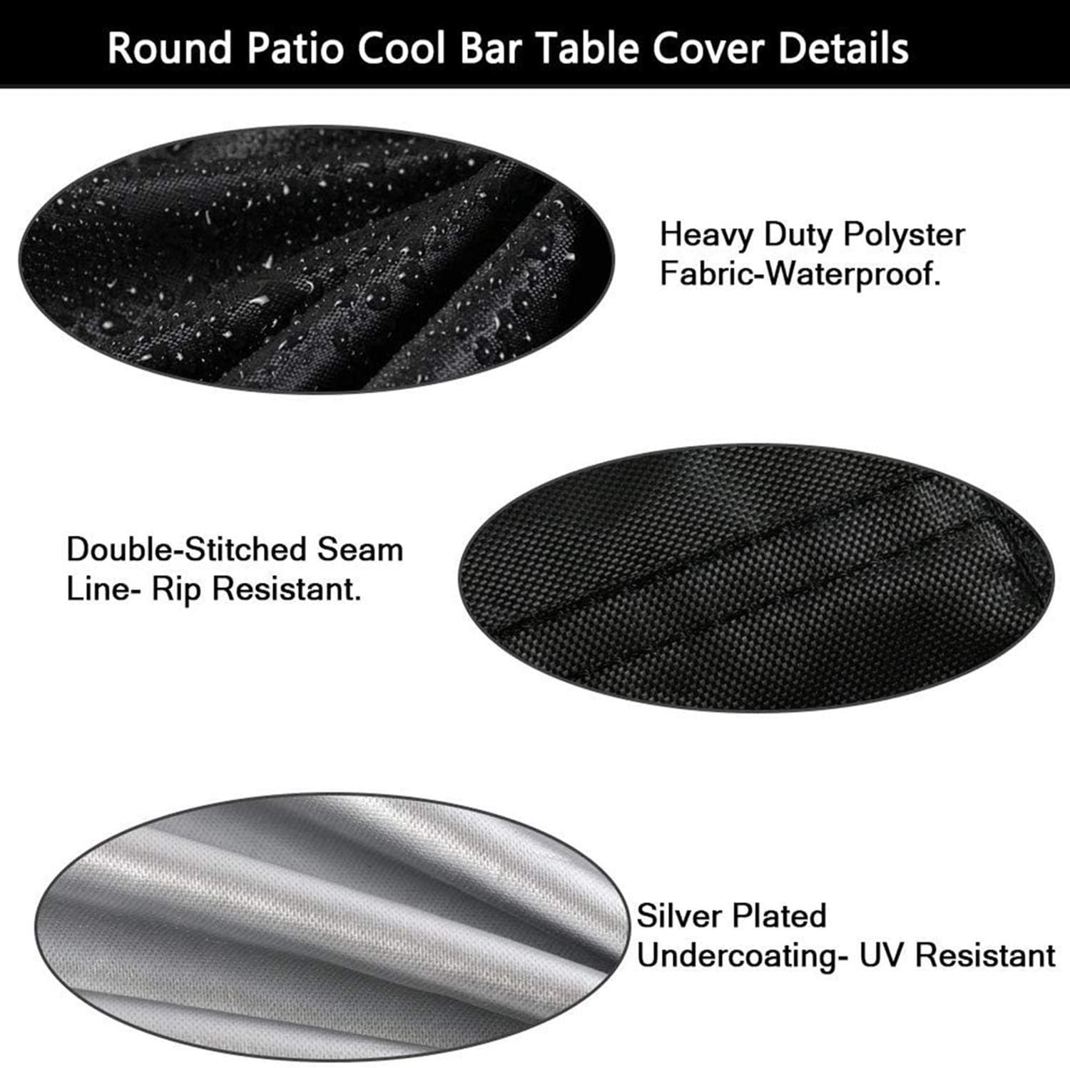 Iptienda Outdoor Table Cover Round, Garden Table Cover Waterproof with Bottom Drawstring - Image 4