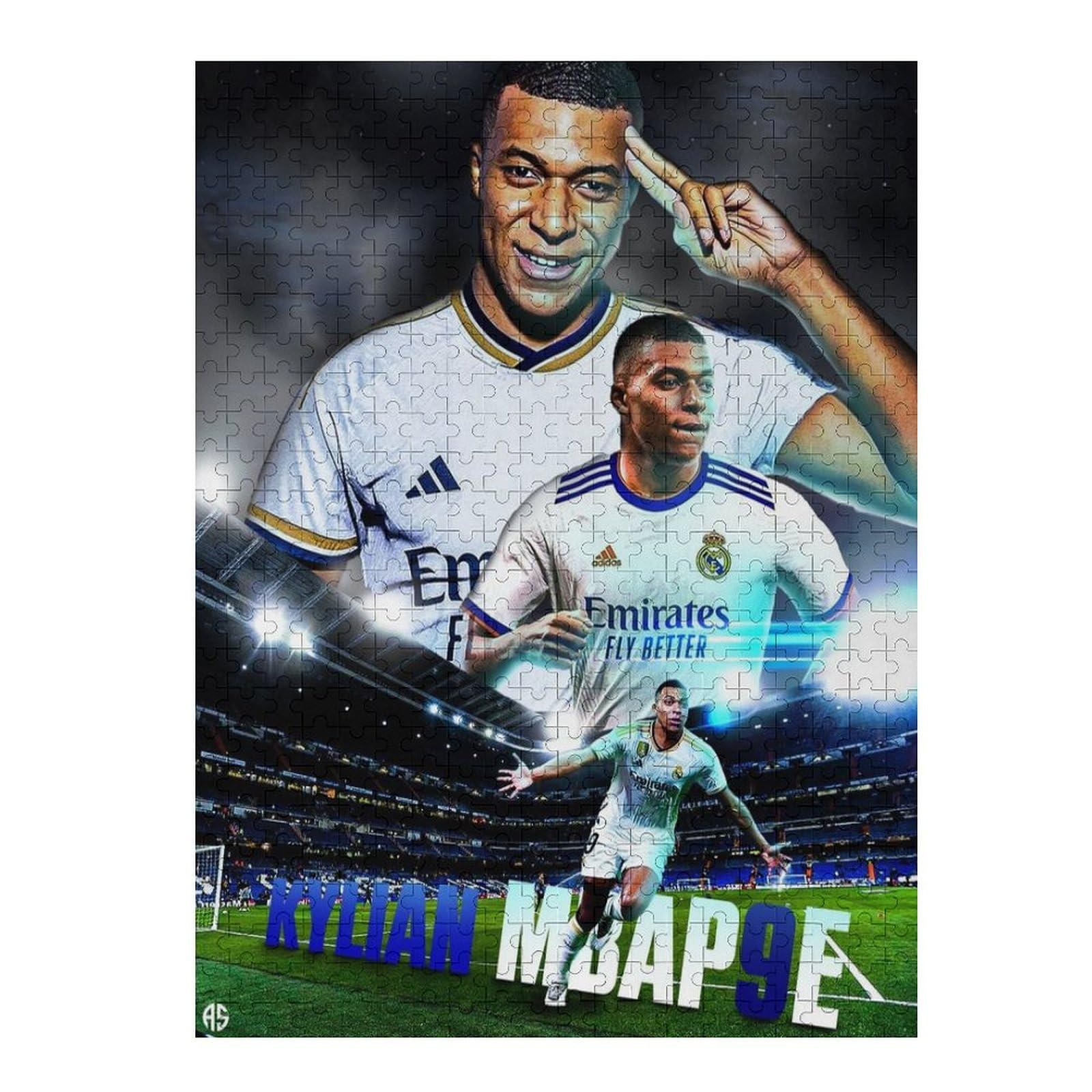 Mbappe Madrid Rompecabezas De 500 Piezas Rompecabezas para Niñas Jugadora de Futbol Puzle De Madera Juegos Educativos Juguete Decoración Familiar (52x38) cm