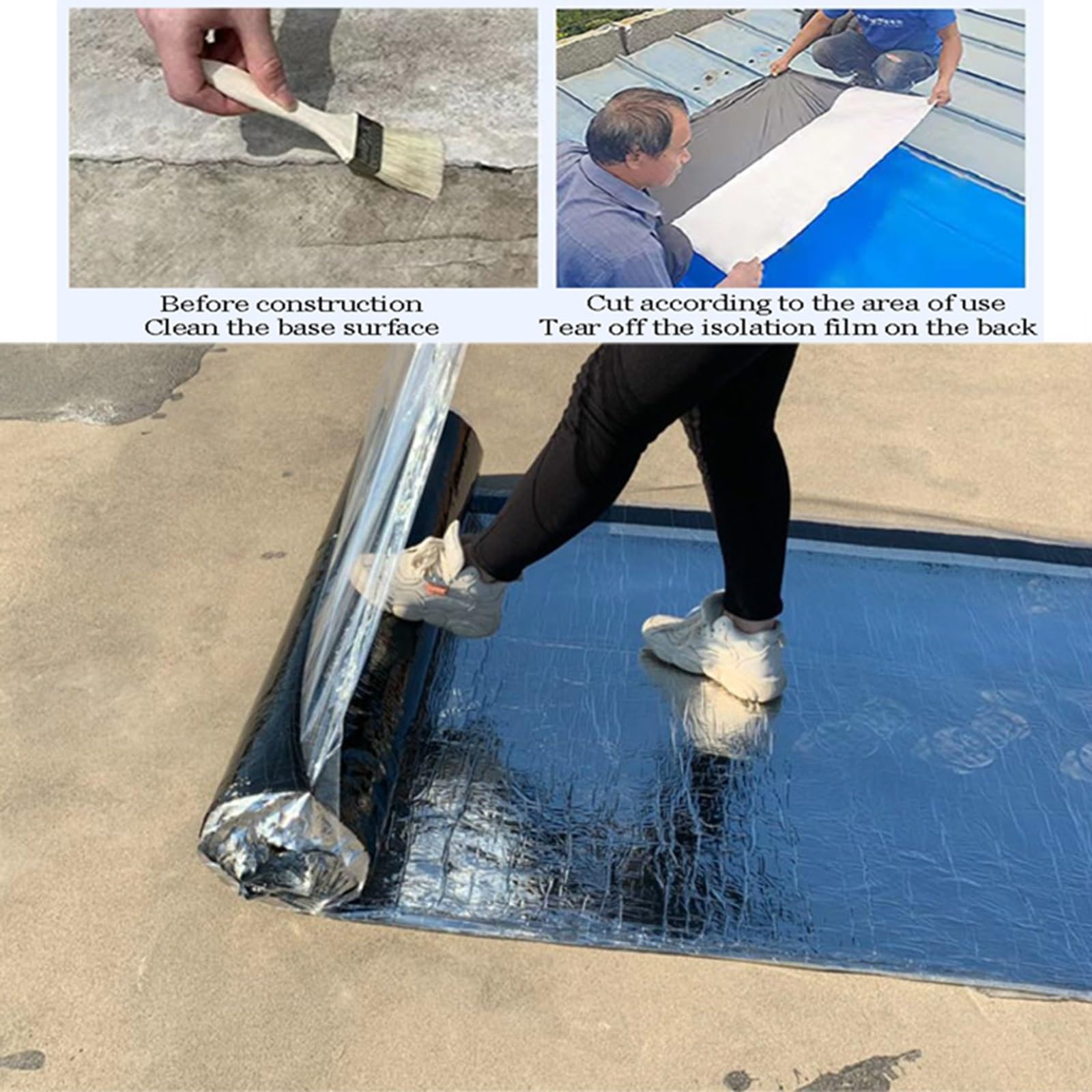 Membrana de asfalto con cinta de rollo intermitente, sello autoadhesivo impermeable para reparación de fugas de techo en tuberías, toldos de caravanas y techos