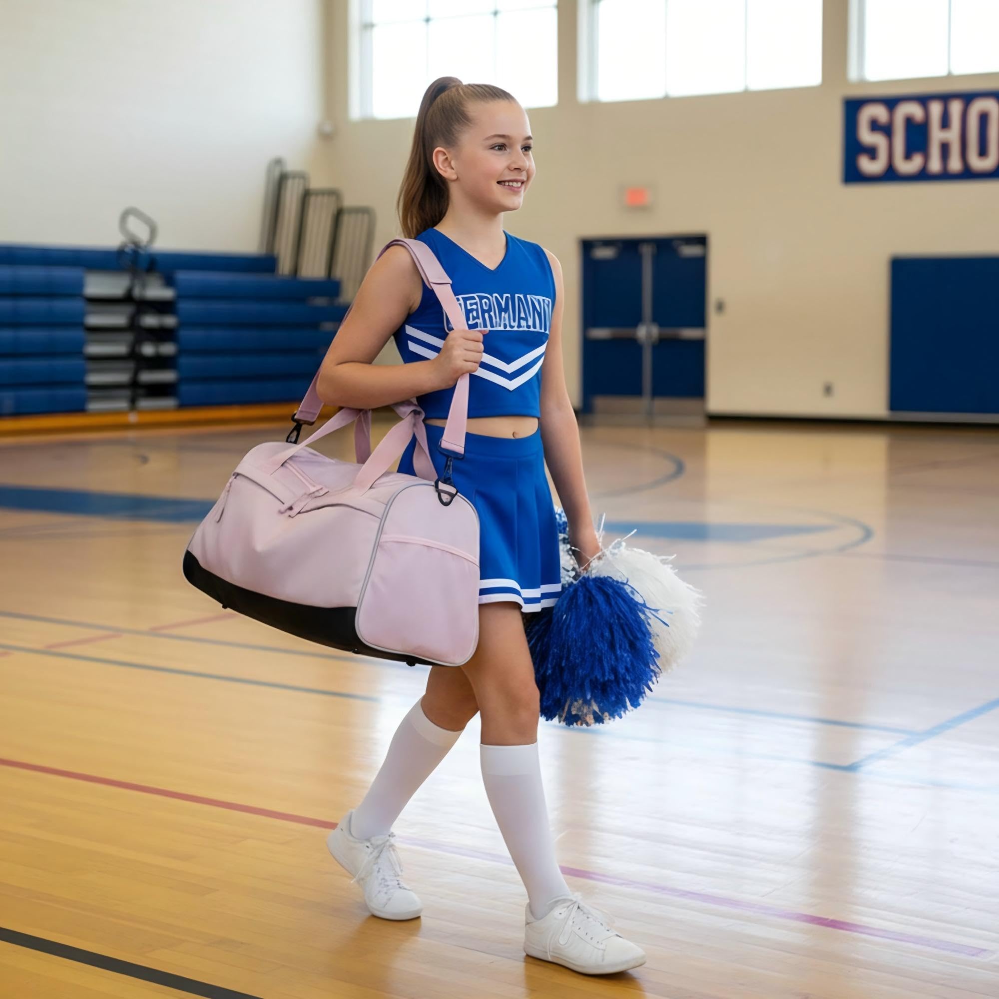Zedelmaier Sporttasche Kinder Mädchen Leichte Reisetasche Wasserabweisende Schwimmtasche Kinder 30L Sporttasche Mädchen Tragbare Kindersporttasche für Sportstunden, Sportverein, Urlaub (Rosa)