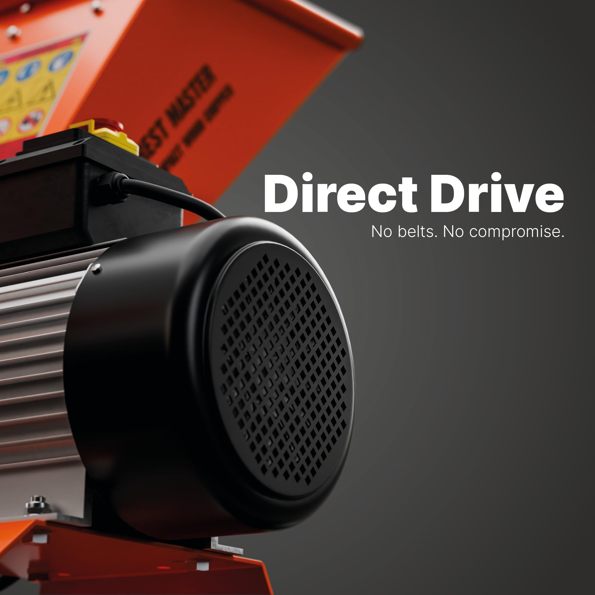 FM4DDE-EU-ADJ Trituradora Eléctrica de Madera 4HP con Tolva Giratoria – Transmisión Directa, Compacta y Portátil – Tritura Ramas de hasta 50 mm – Sistema Antibloqueo Mejorado – Enchufe EU