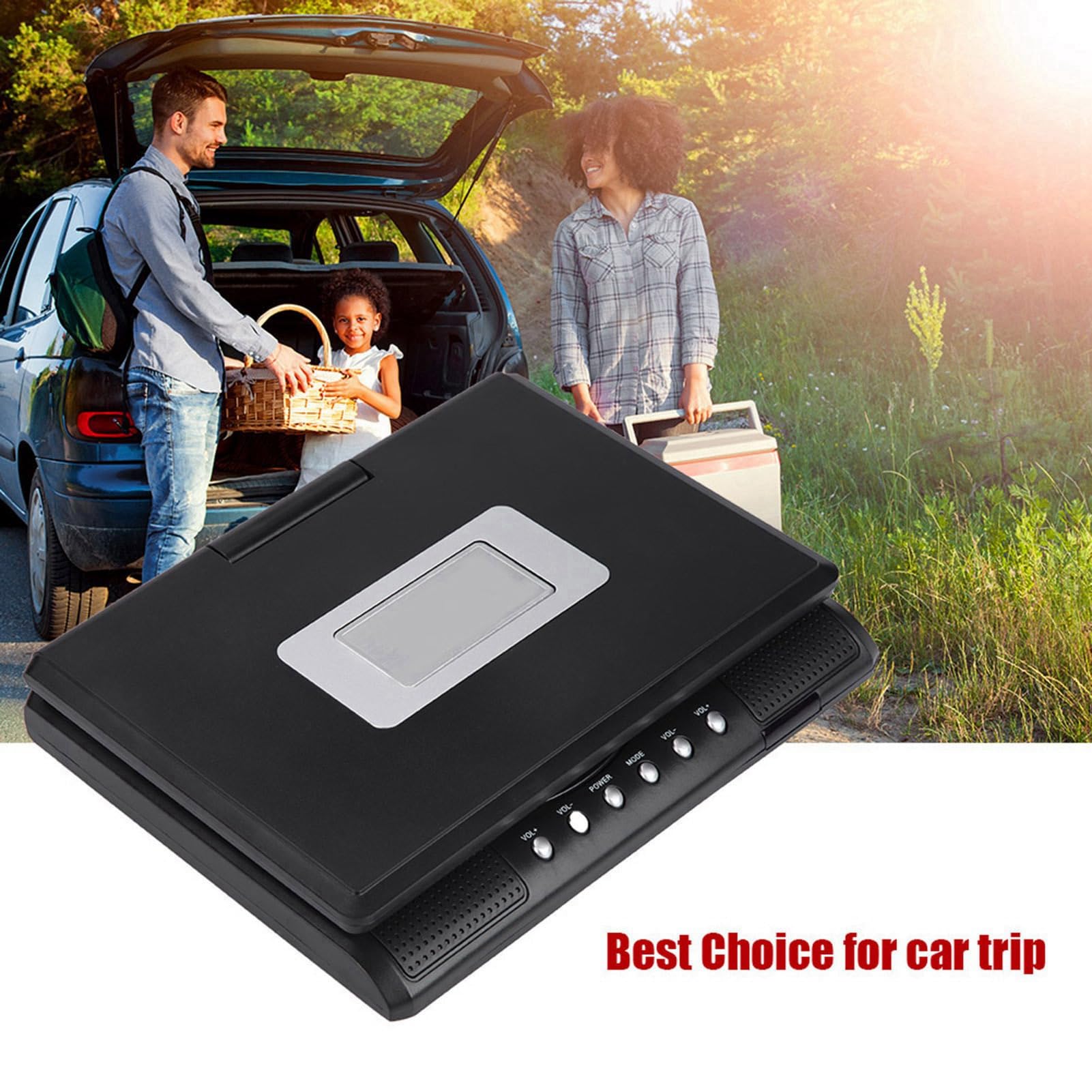 Lecteur DVD Portable 7 Pouces,LCD TV 16: 9 Prise en Charge AVI EVD DVD, SVCD, VCD, CD, CD-R/RW, Images JPG et MPEG-4, avec Lecteur De Carte Intégré pour Les Voyages en Voiture(Noire)