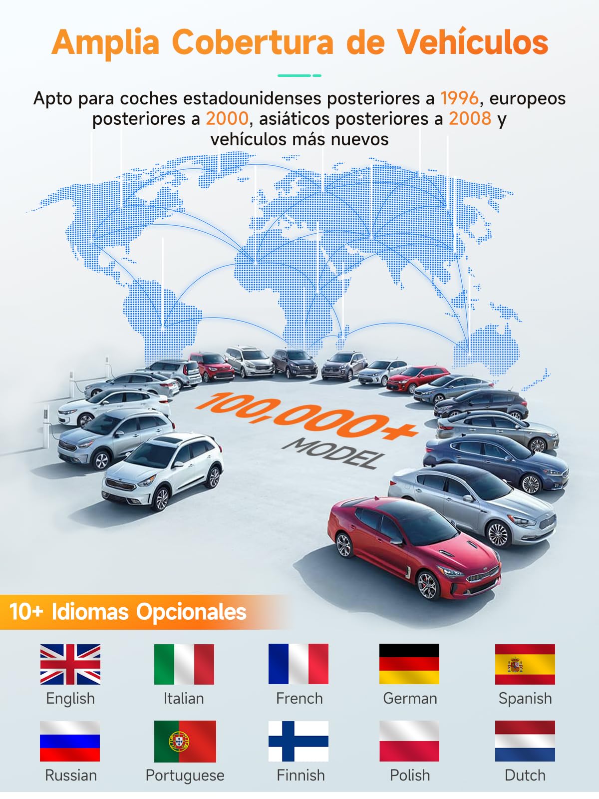 ANCEL AD410 OBD2 Diagnosis Coche Escáner Maquina en Español | Diagnostico Coche Multimarca,Lector de Fallas de Luz del Motor,Scanner OBD2 para Todo el Coche OBDII Después de 2002