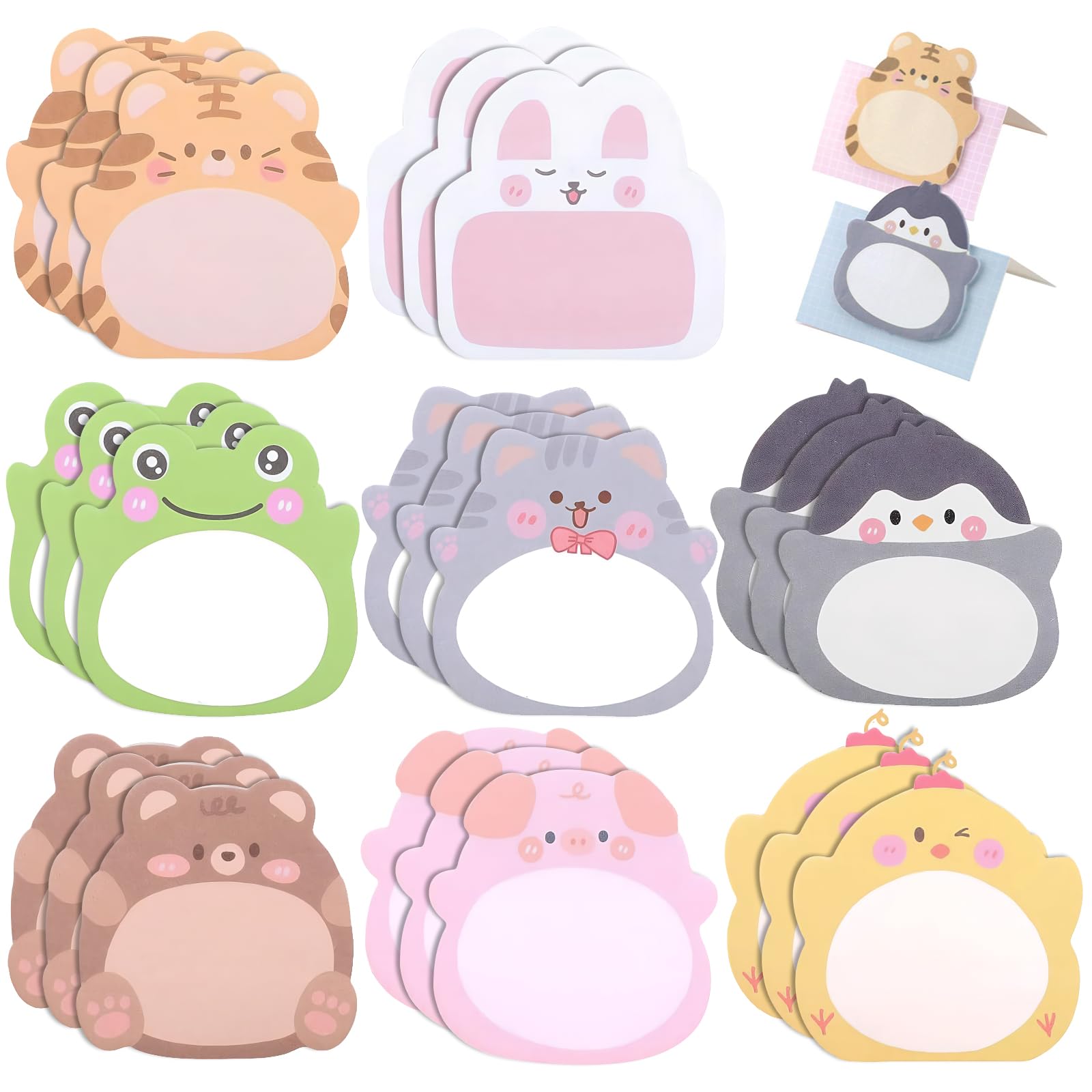 24Pack Cute Animal Sticky Notes, 480 Sheets Self-Stick Cute Post it Notes for Office Home & School Use