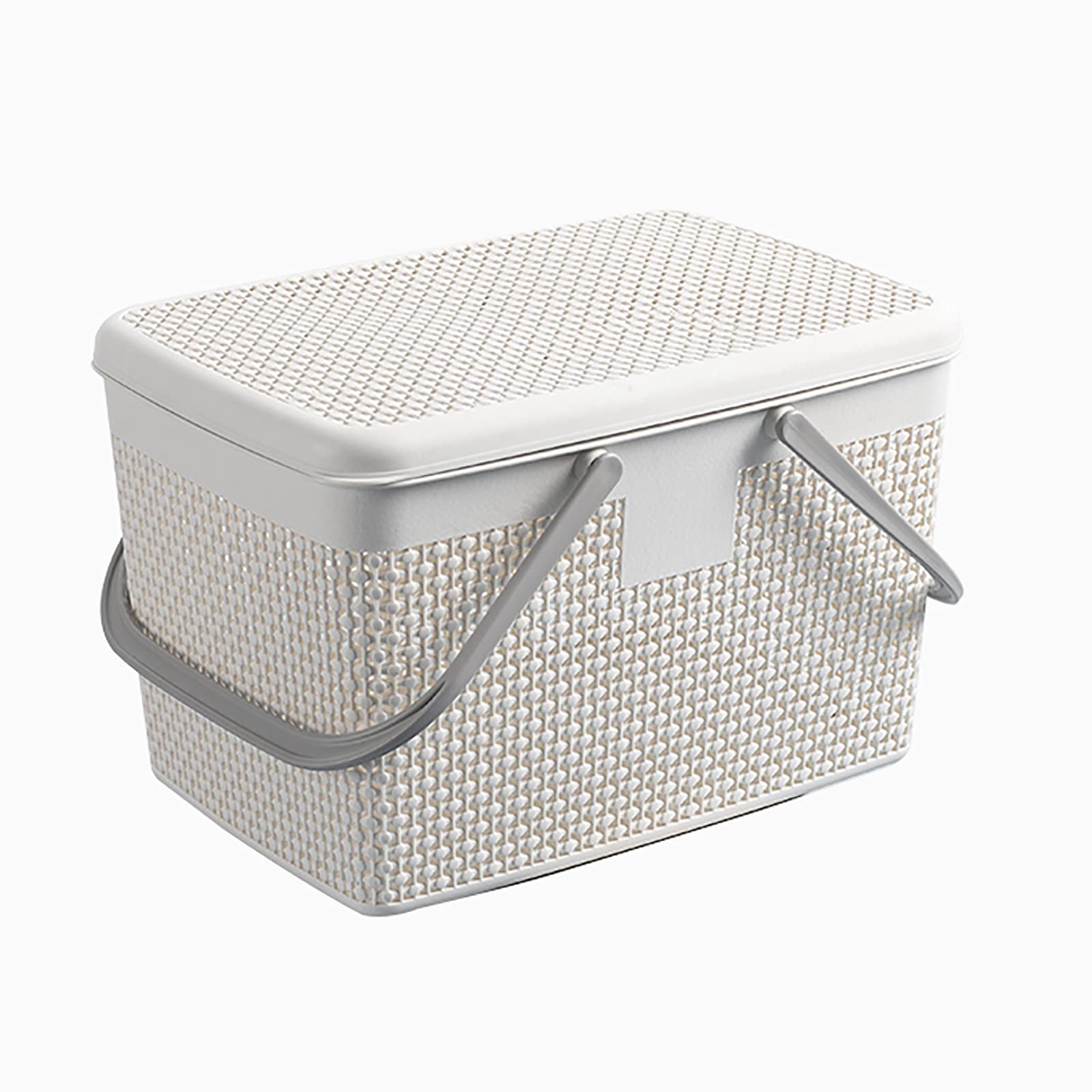 Panier à linge en plastique haut de gamme couleur beige L avec couvercle ergonomique
