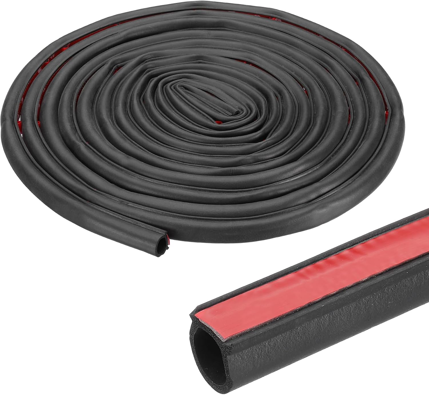 PATIKIL 40 ft D Shape Rubber Seal Strip, 3/8" Self-Adhesive EPDM Rubber Door Weather Stripping for Boat, RV, Auto, Truck, Marine, Garage Doors/Window, Black/Red