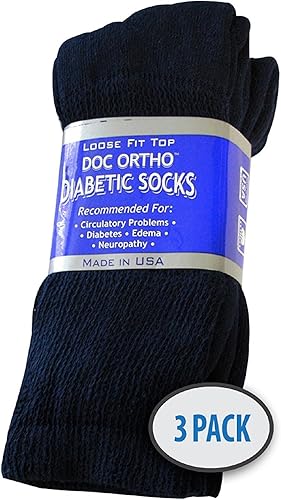 Miniatura 5 de Doc Ortho Calcetines para diabéticos de ajuste holgado, 3 pares, cuello redondo