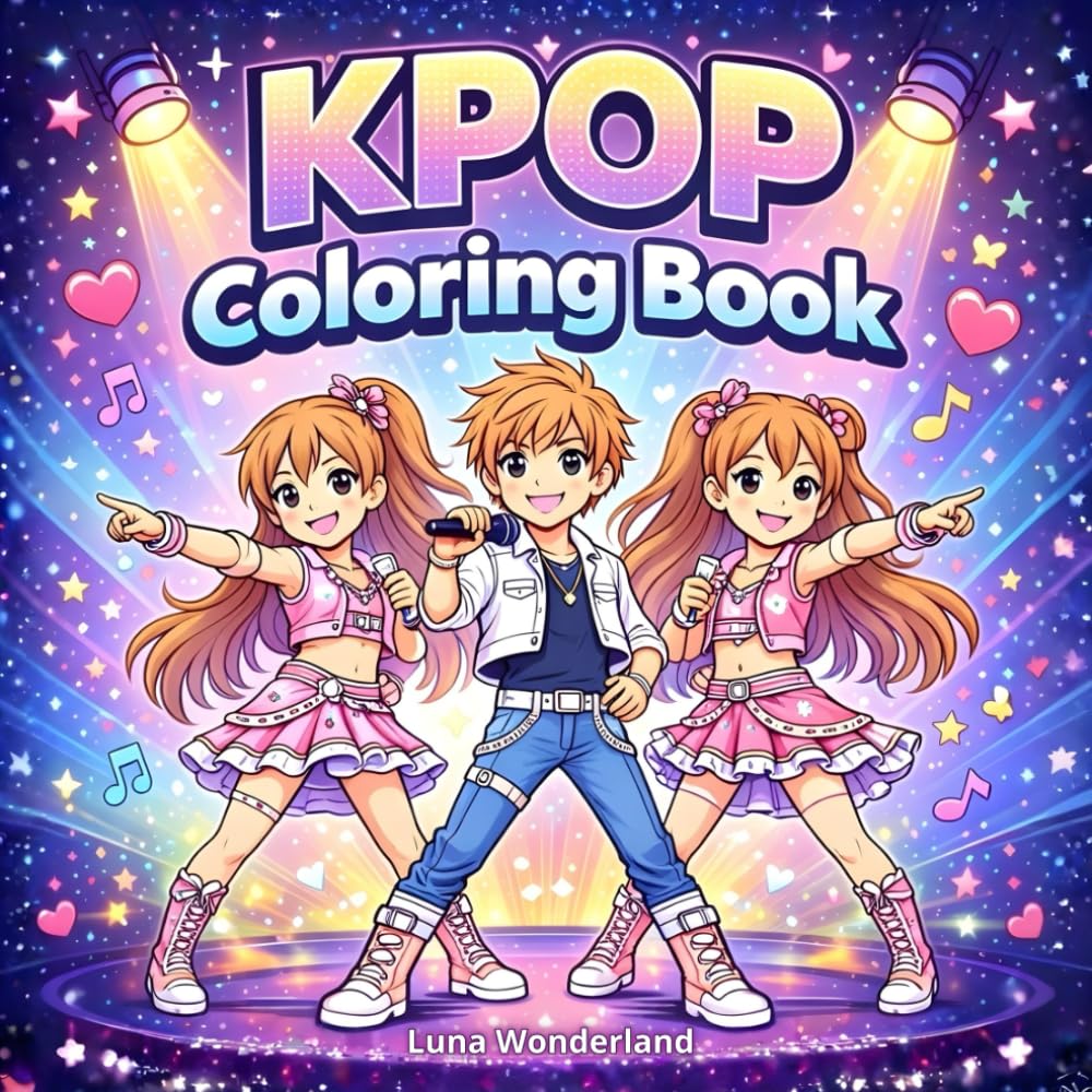 KPop Coloring Book: Bold and Easy K-Pop Coloring Book with an Inspiring Story About Dreams, Music and Friendship for Kids and Young Teens (K-Pop Cute Universe)