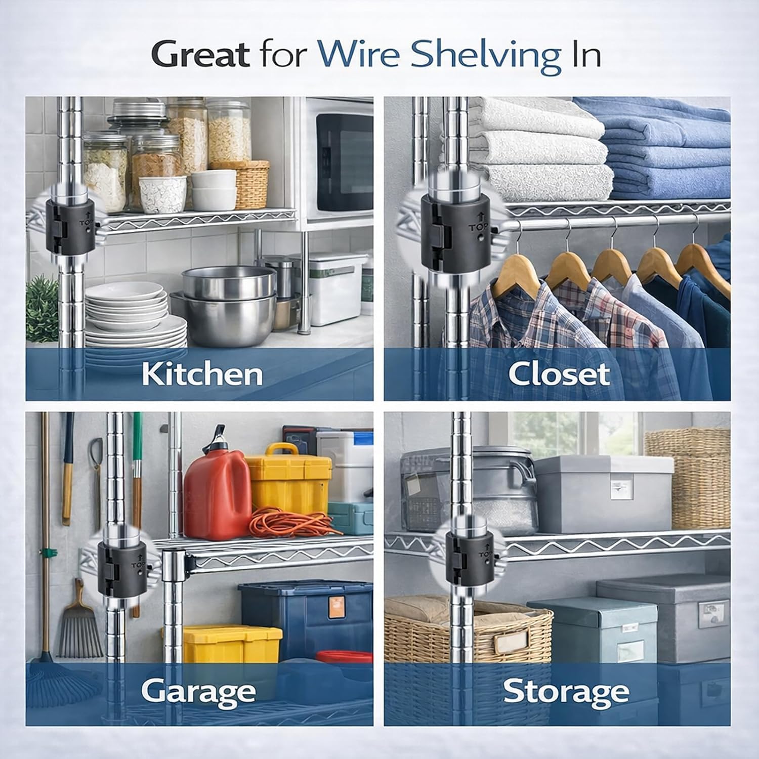 Wire Shelf Clips - 52 Pack for Stable Shelves -7 Wire Shelf Clips - 52 Pack for Stable Shelves -7