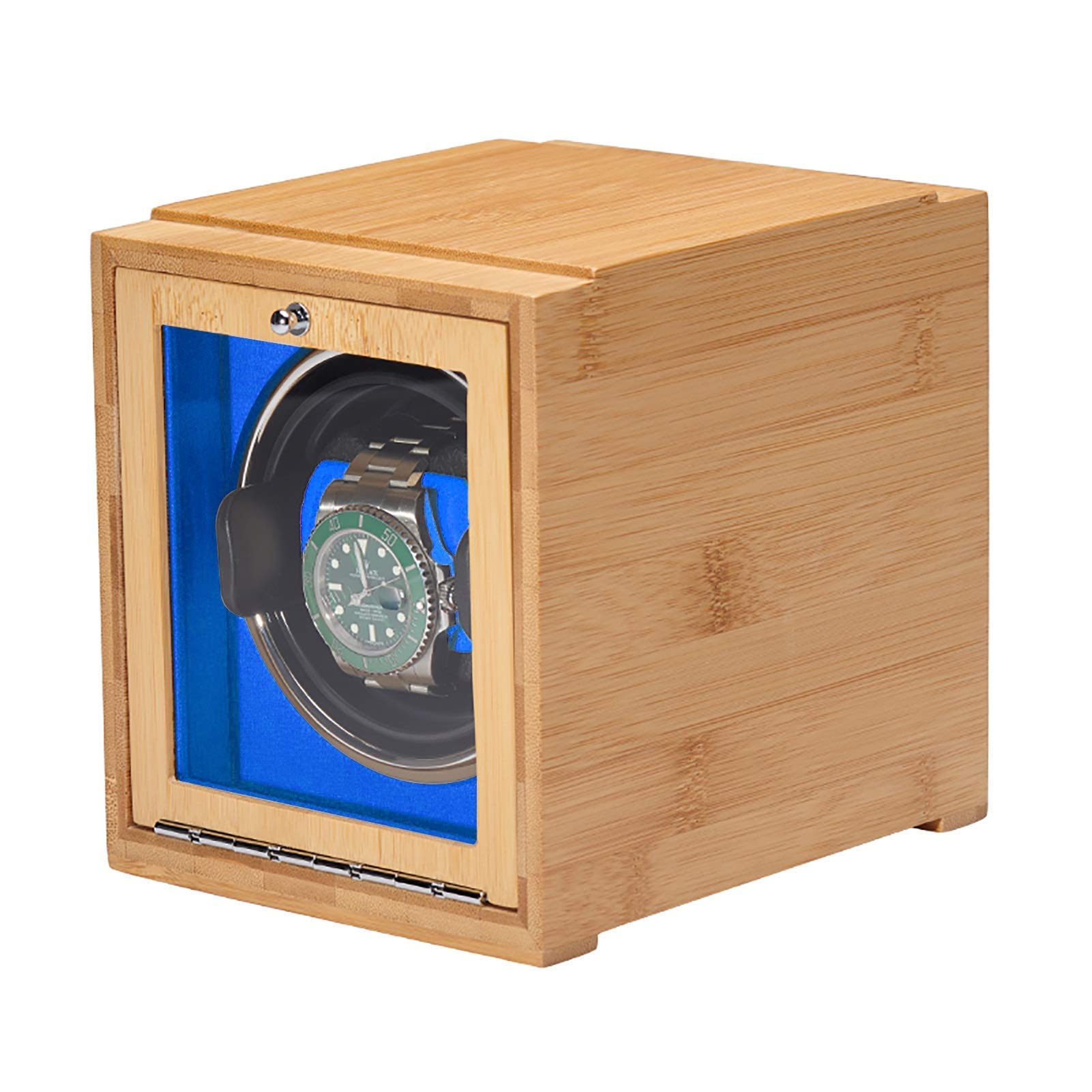 WMYYZYQ Watch Winder Watch Winders Bamboo Watch Shaker Single Watch Winder Mechanical Watch Automatic Winding Box Dual-Power Household Watch Watch Winder,Blue-A