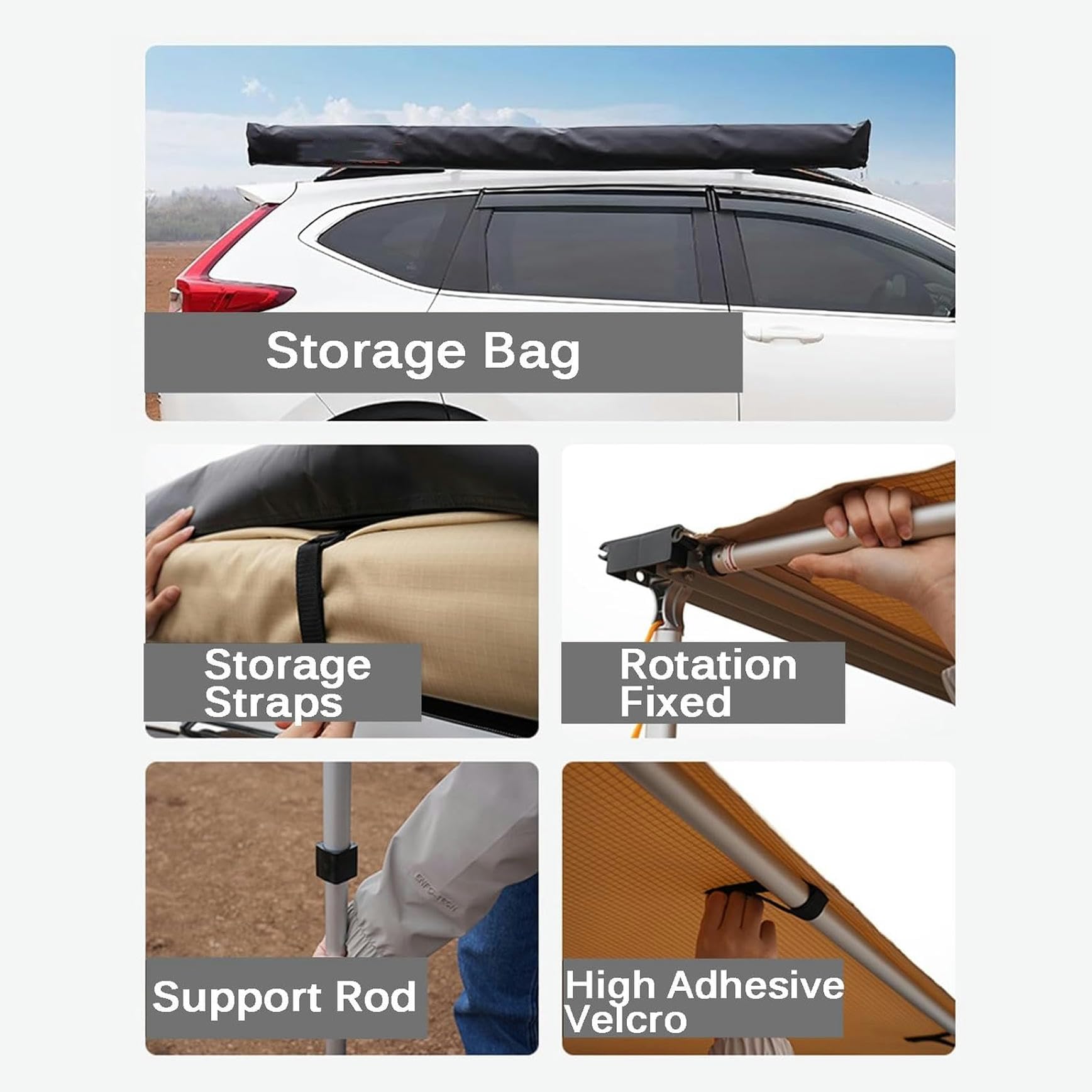 Tenda da Tetto Auto, Tenda Auto, Tendalino Resistente alle Intemperie con Telaio in Lega di Alluminio Aggiornato, Tendalino Retrattile