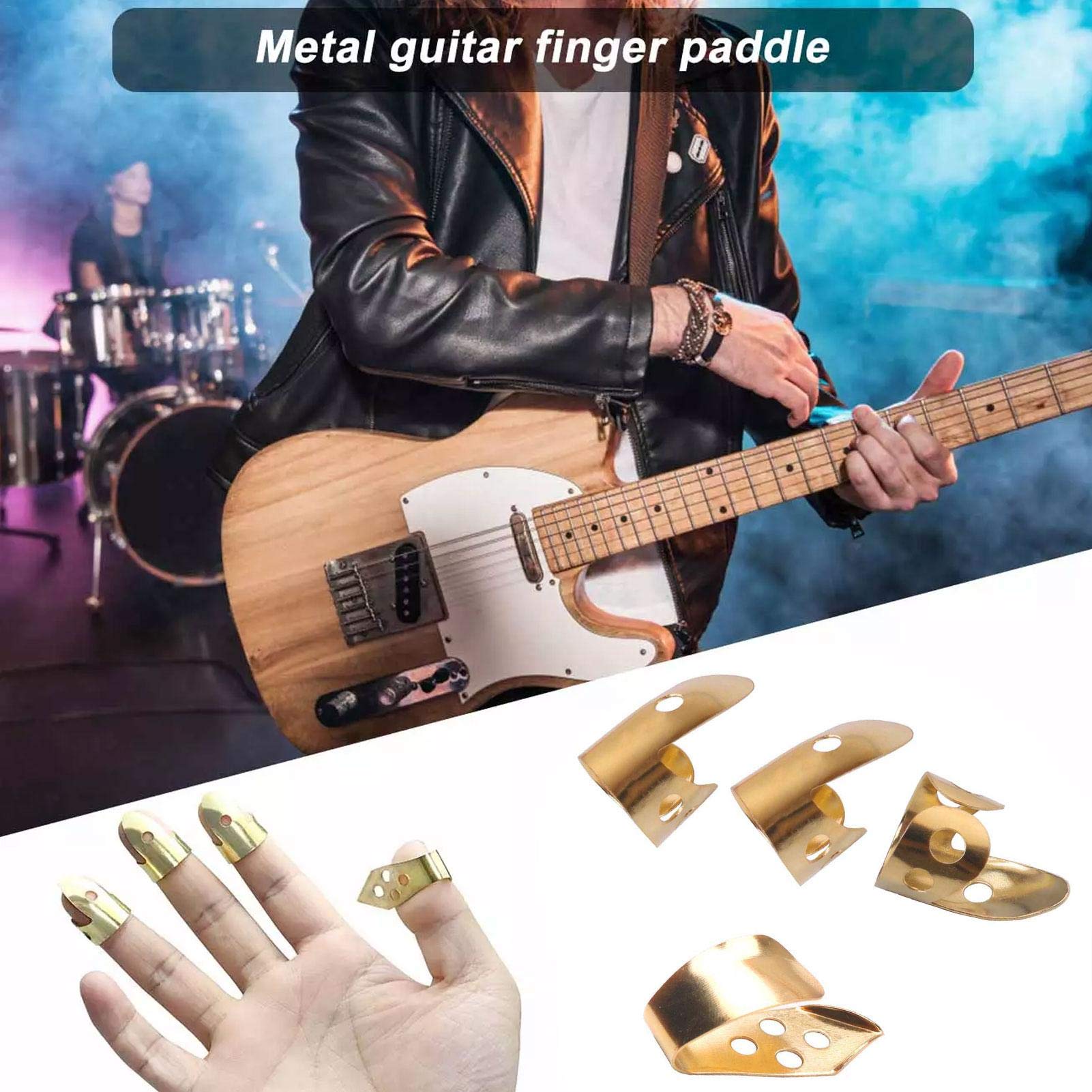4 stks/set 1 duim 3 vinger gitaar pakken fingerpicks gitaar plectrum schede (Color : Purple