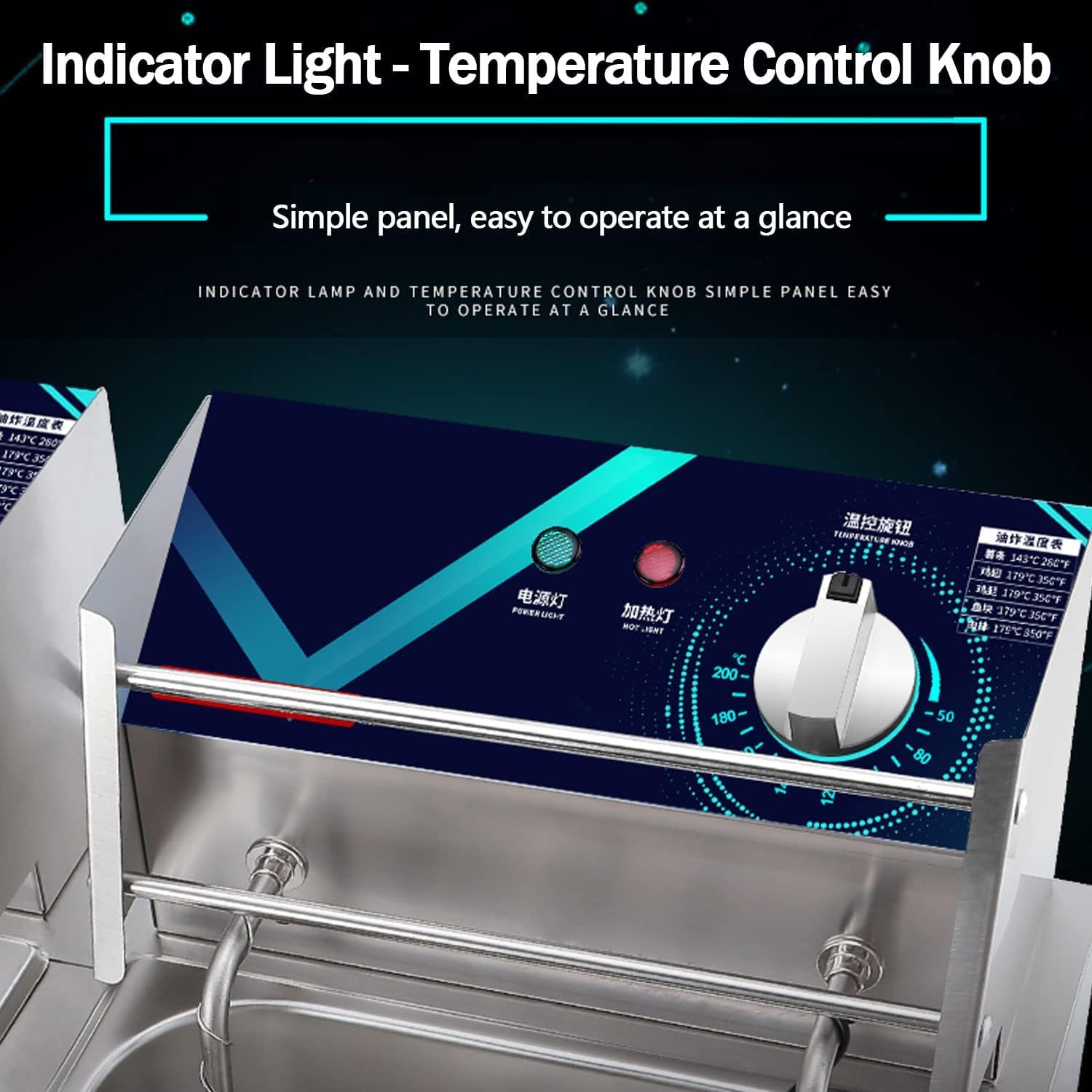 Friggitrice elettrica da banco da 20 litri, cestello in acciaio inox, piano di lavoro con coperchio, impostazione della temperatura regolabile e indicatore luminoso con coperchio argentato,