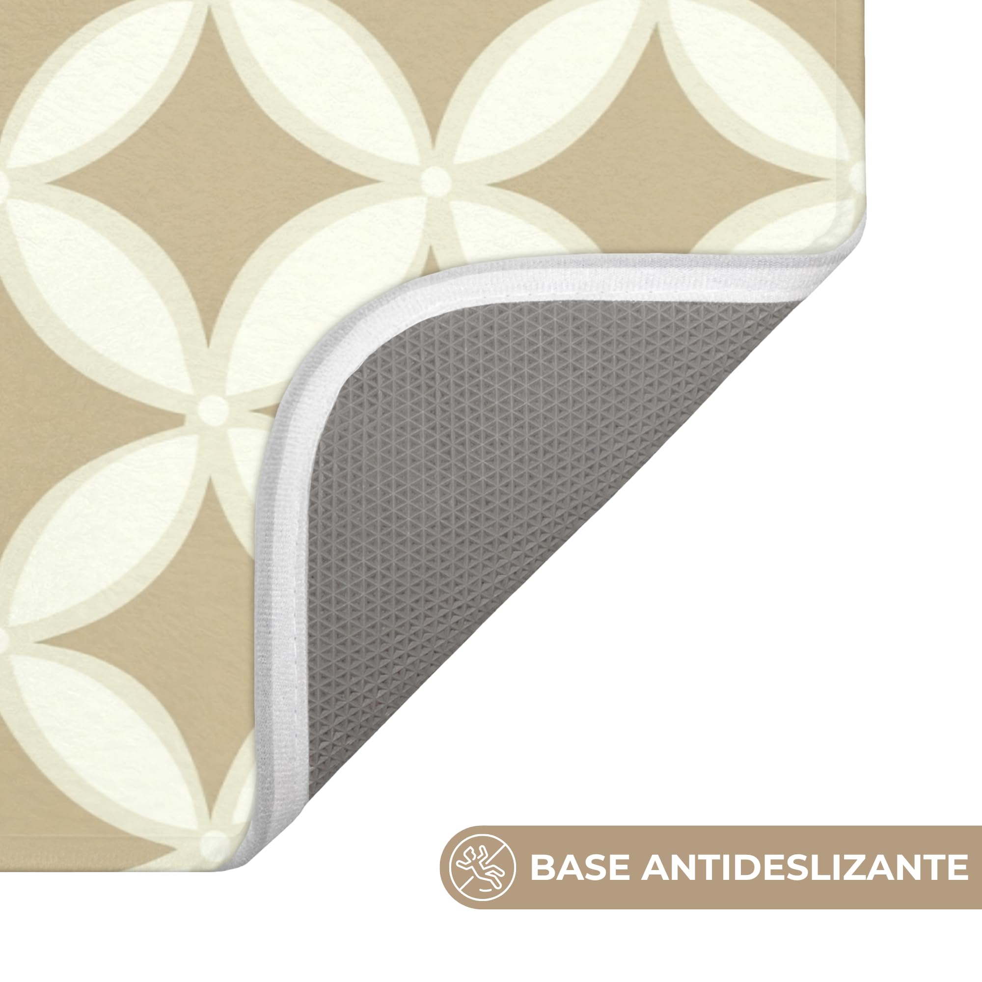 Alfombra De Baño Rectangular 90x60 cm Bathroom Bath Mat Lavable Tapete Antideslizante Alfombras Ducha Decoracion Alfombrilla Simétrico - Motivo - Beige