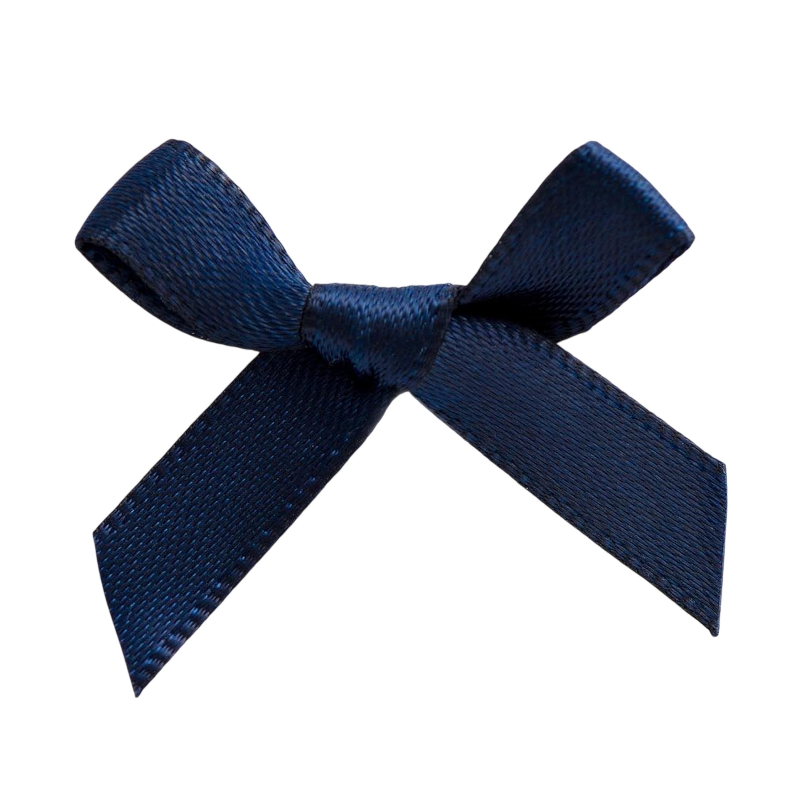Italian Options Mini Satin Ribbon Bows, Small Bow Decorations for Crafts, Gifts, Hampers, Hair Bow, Wedding Stationery, Floristry, Christmas, Cakes, Crafting, Navy, 100 Pack, 3 cm — image 1