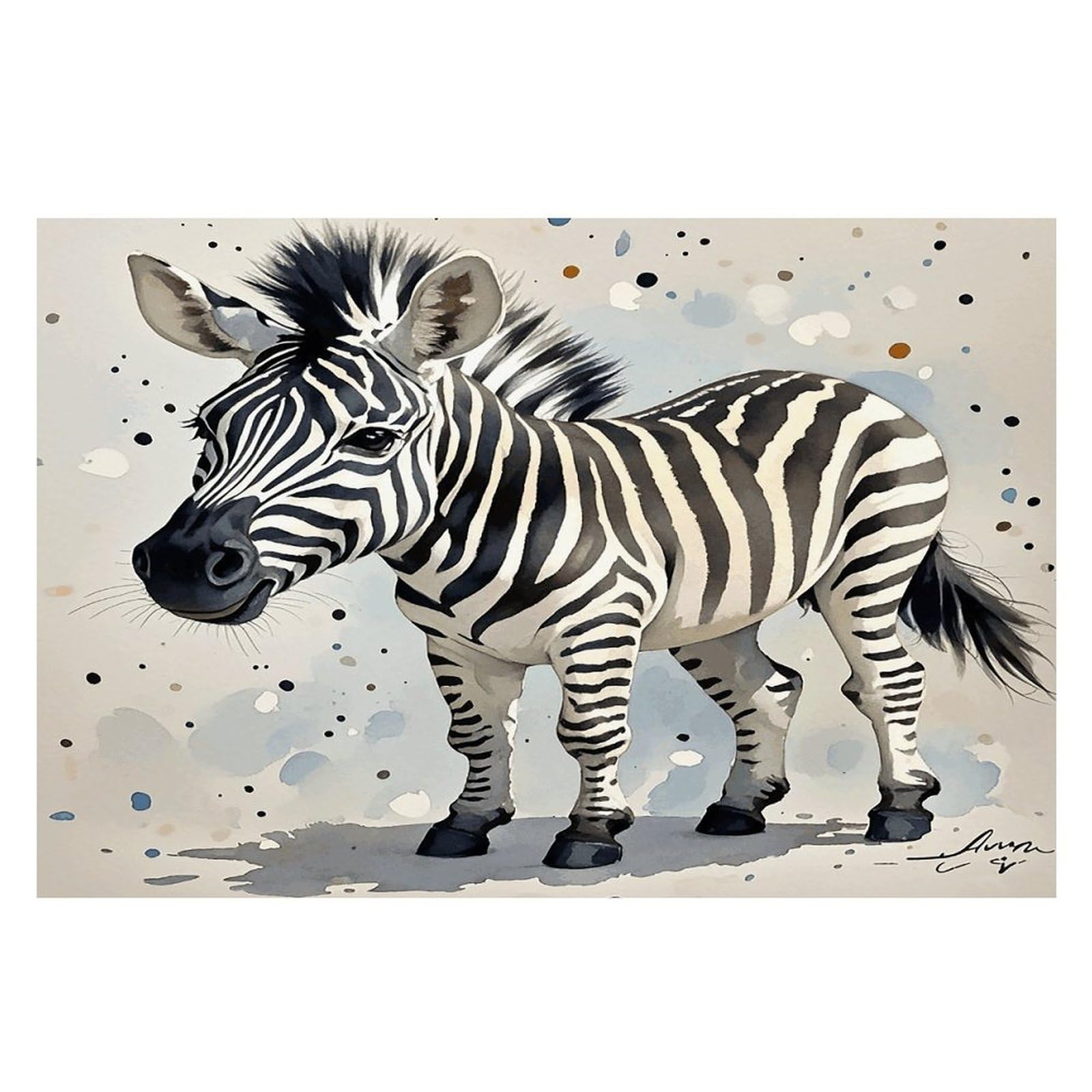 Cute Zebra Watercolor Placemats Wipeable Heat Resistant Table Mats Washable Flax Place Mats Elegant Cloth Non-Slip Placemat for Kitchen Dinning Party Table Decor 12 * 18 in