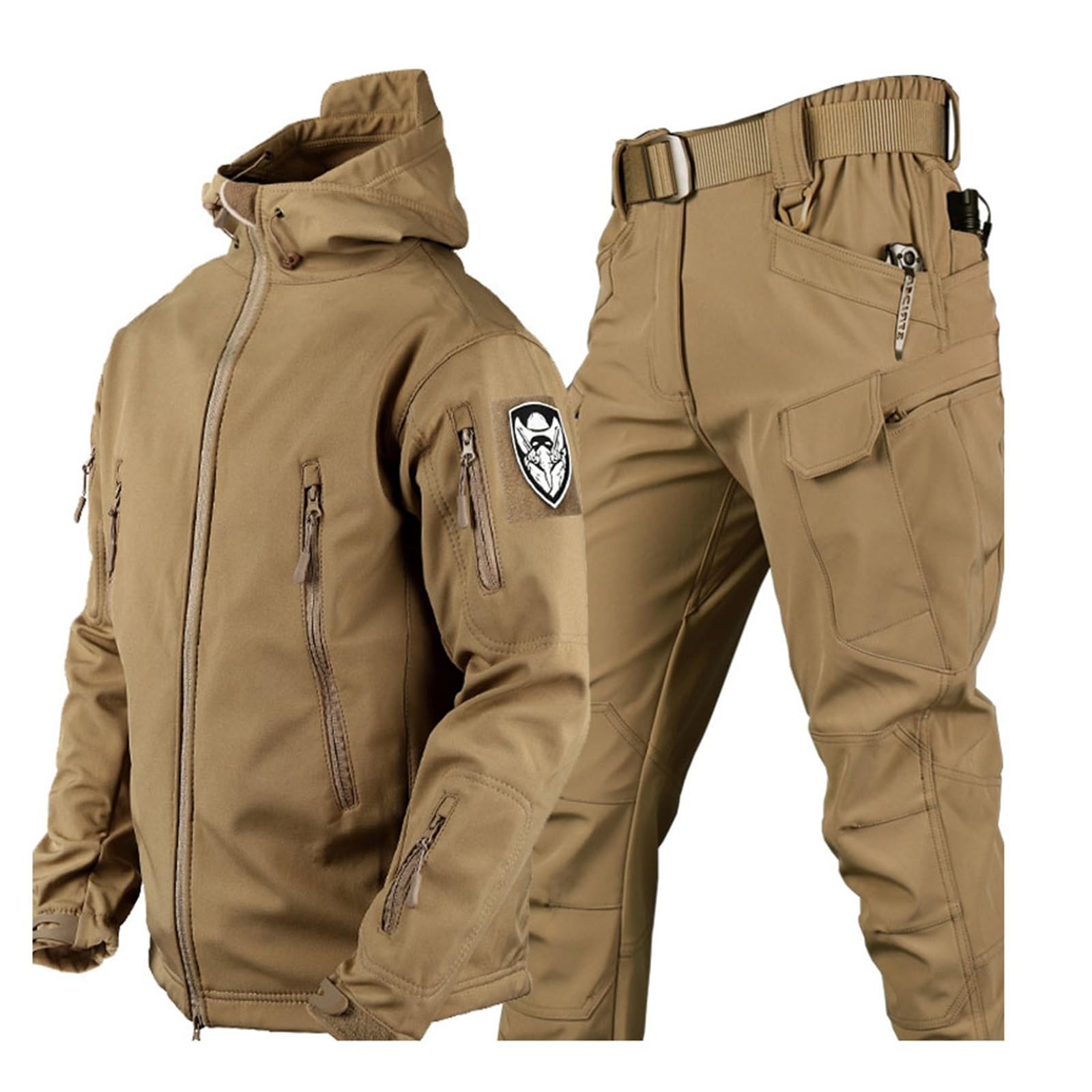 CLSQLXYJZC Completo Da Sci Da Uomo In Due Pezzi, Set Giacca E Pantaloni Con Cappuccio Antivento Impermeabile Caldo Invernale Da Uomo, Con Fascia Da Braccio E Cintura, Per Lo Sci, E Invernali