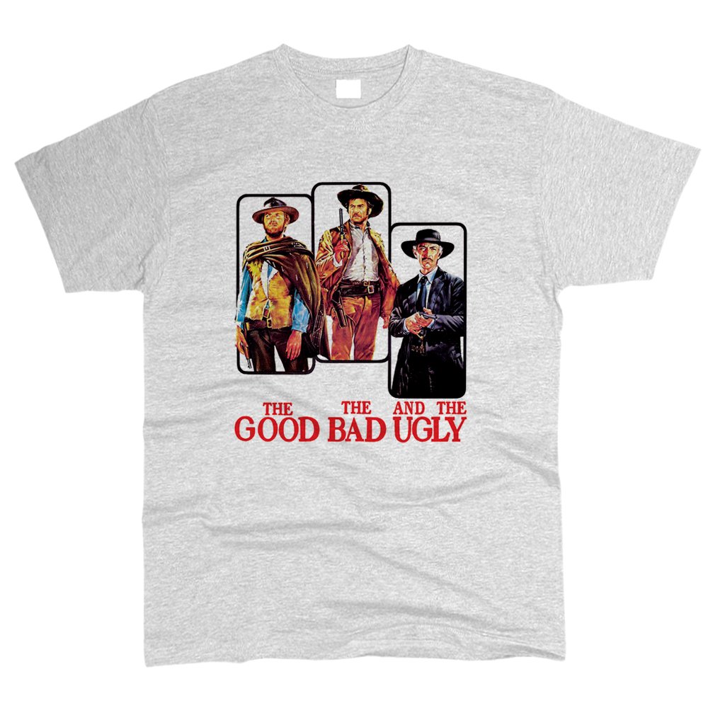 PrintProThe Good The Bad and The Ugly T-Shirt Men Ash Melange Regular Fit Cotton