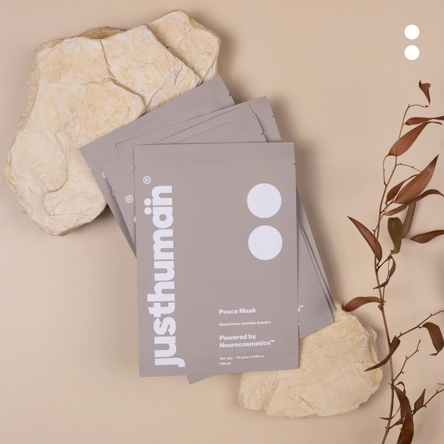 Justhuman Peace Mask, Made in Korea, Neurocosmetic Restorative Sheet Mask for Calming, Hydrating & Brightening Skin | Glutathione + Niacinamide + Centella | Vegan & Cruelty-Free | Pack of 8 3