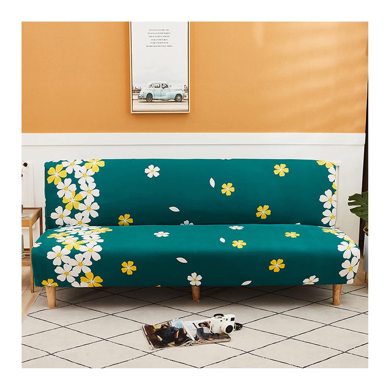 Housse de sofa fleur revêtement de canapé 155-185cm moyen extensible