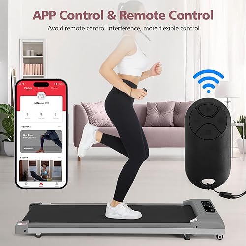 Miniatura 2 de ANCHEER Caminadora para debajo del escritorio, 2.5 HP caminadora con control remoto, cinta de correr compacta portátil para el hogar, oficina,