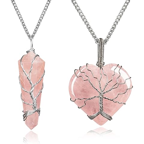 Handcrafted Crystal Orgone Pendant & Necklace; Spiritual Healing Crystal Necklace Pendant; Chakra Necklace for Women & Men; Crystal Jewellery Protection Necklace Parent A (Rose Double Point and Rose